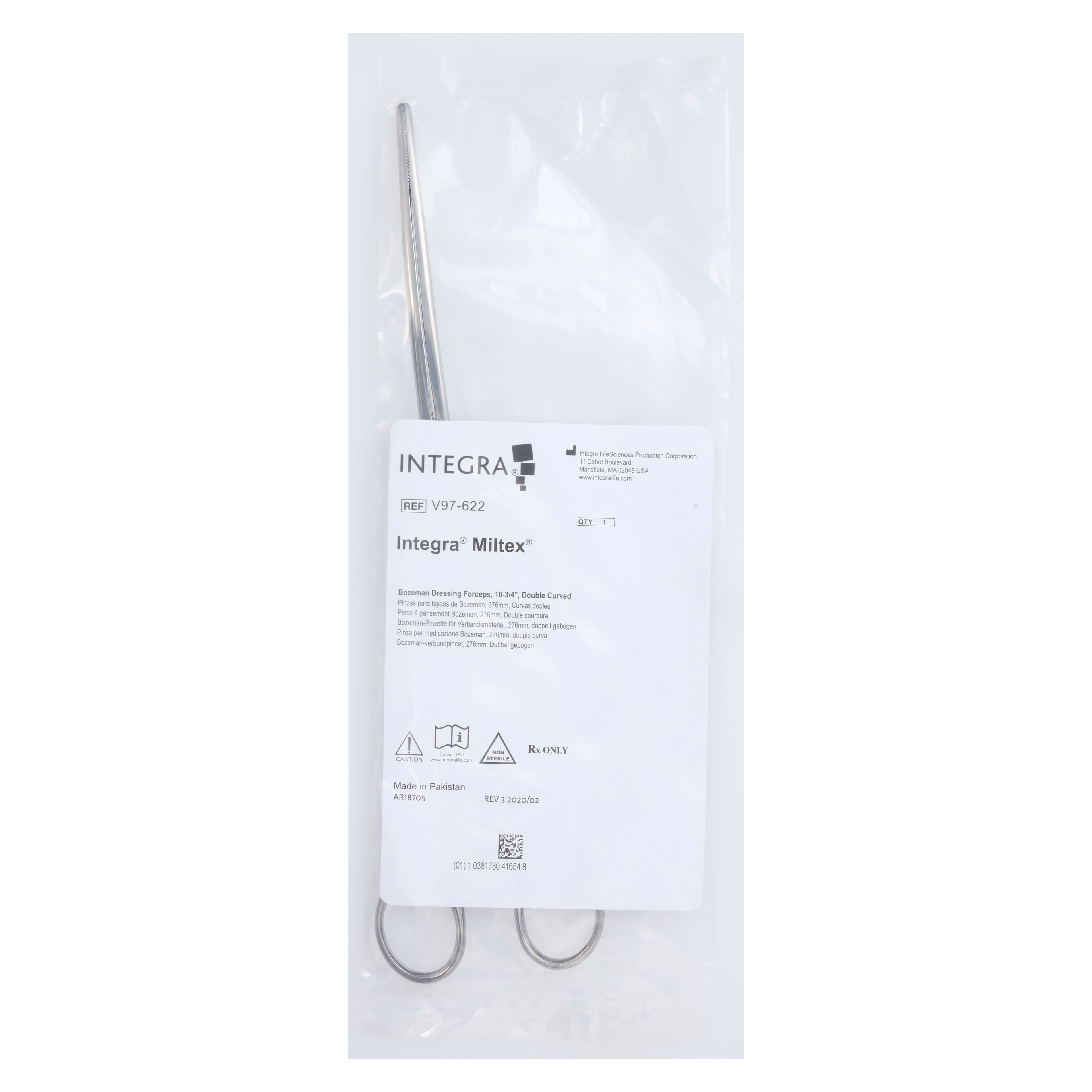 Vantage Bozeman Dressing Forceps, Double Curve, 10-1/2" (26.7 cm), Stainless Steel, Autoclavable, Each thumbnail 6