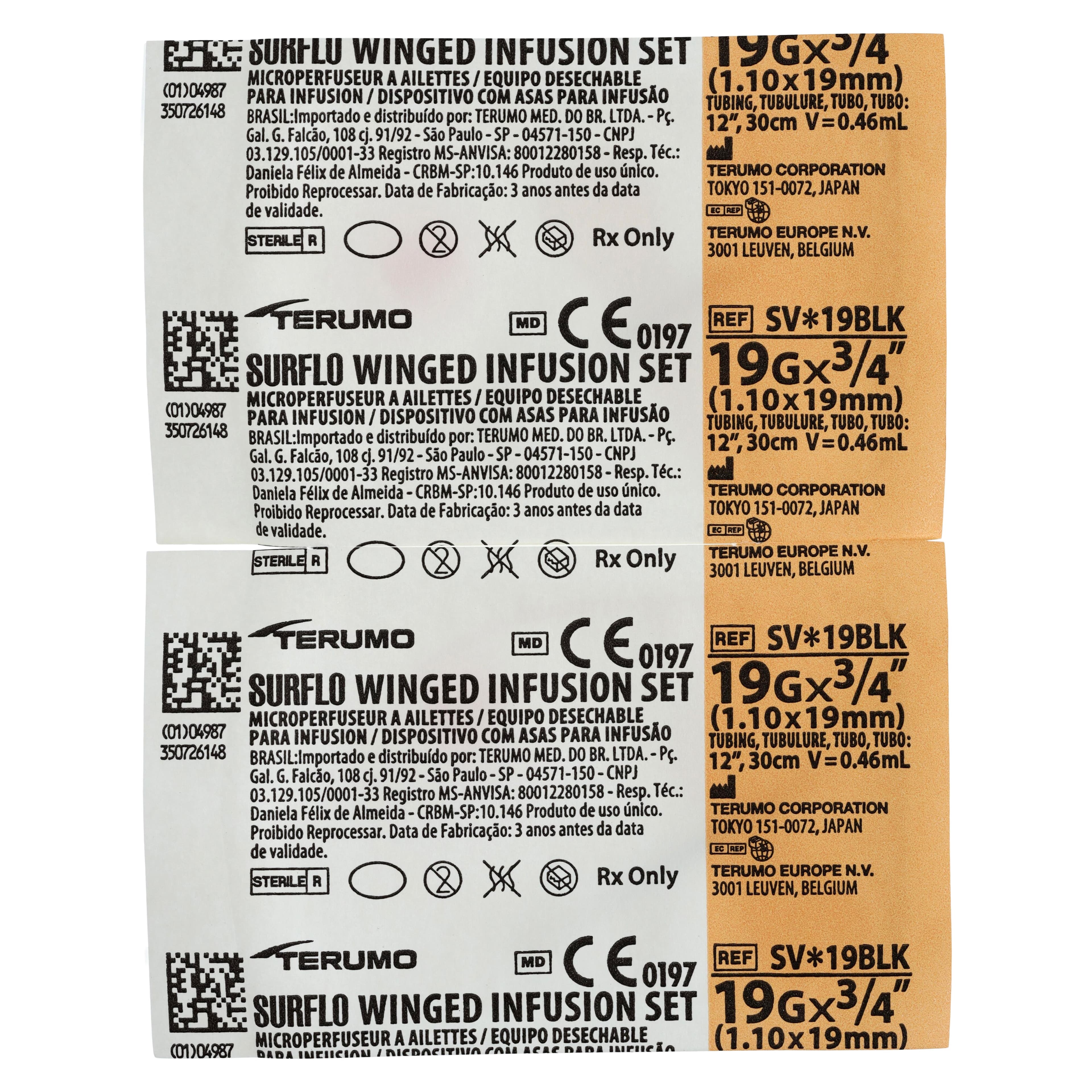 Terumo Surflo Winged Infusion Set, 19 Gauge, 3/4" Needle, 12" Tubing, Sterile, Non-DEHP, Latex-Free, 50/Box thumbnail 3
