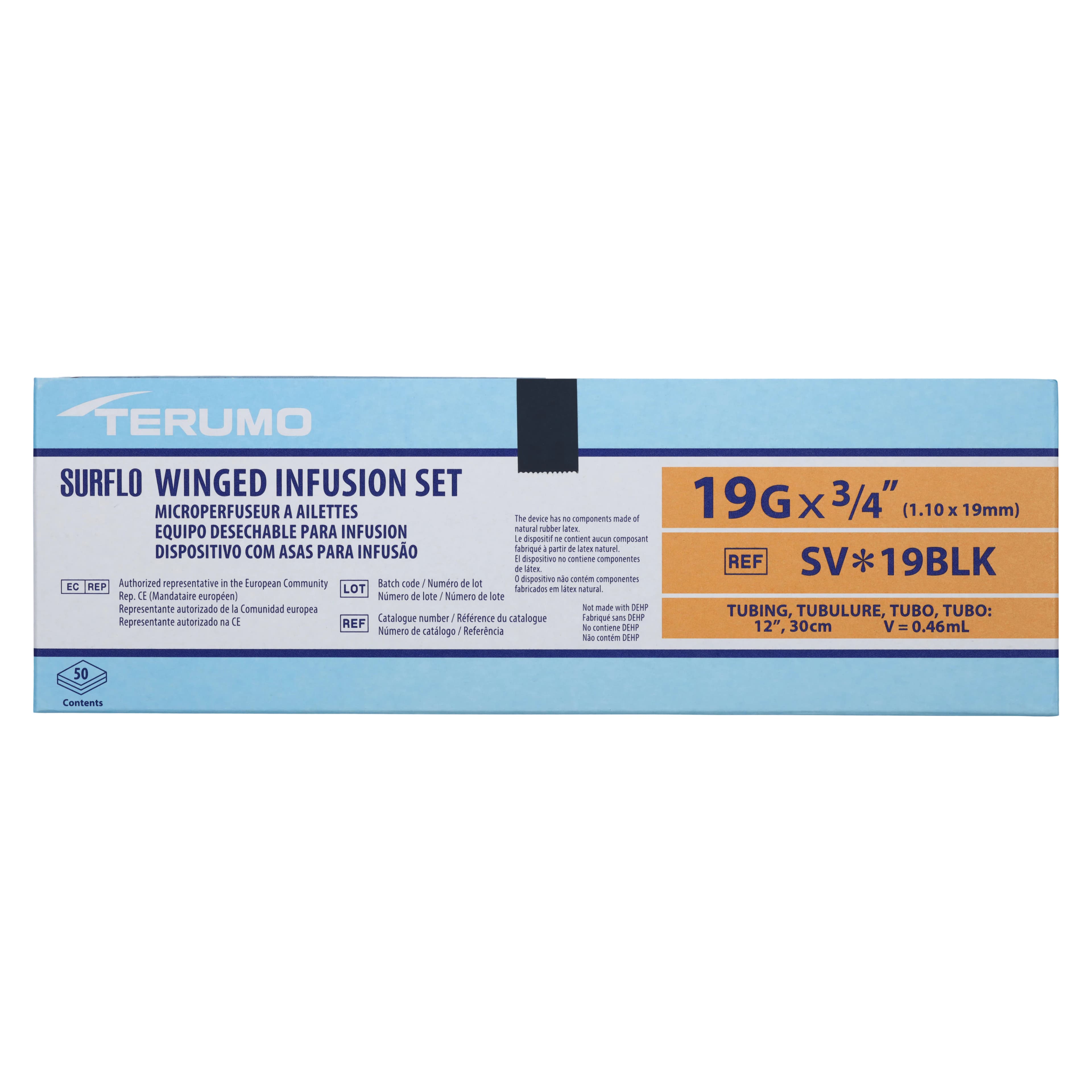 Terumo Surflo Winged Infusion Set, 19 Gauge, 3/4" Needle, 12" Tubing, Sterile, Non-DEHP, Latex-Free, 50/Box thumbnail 5