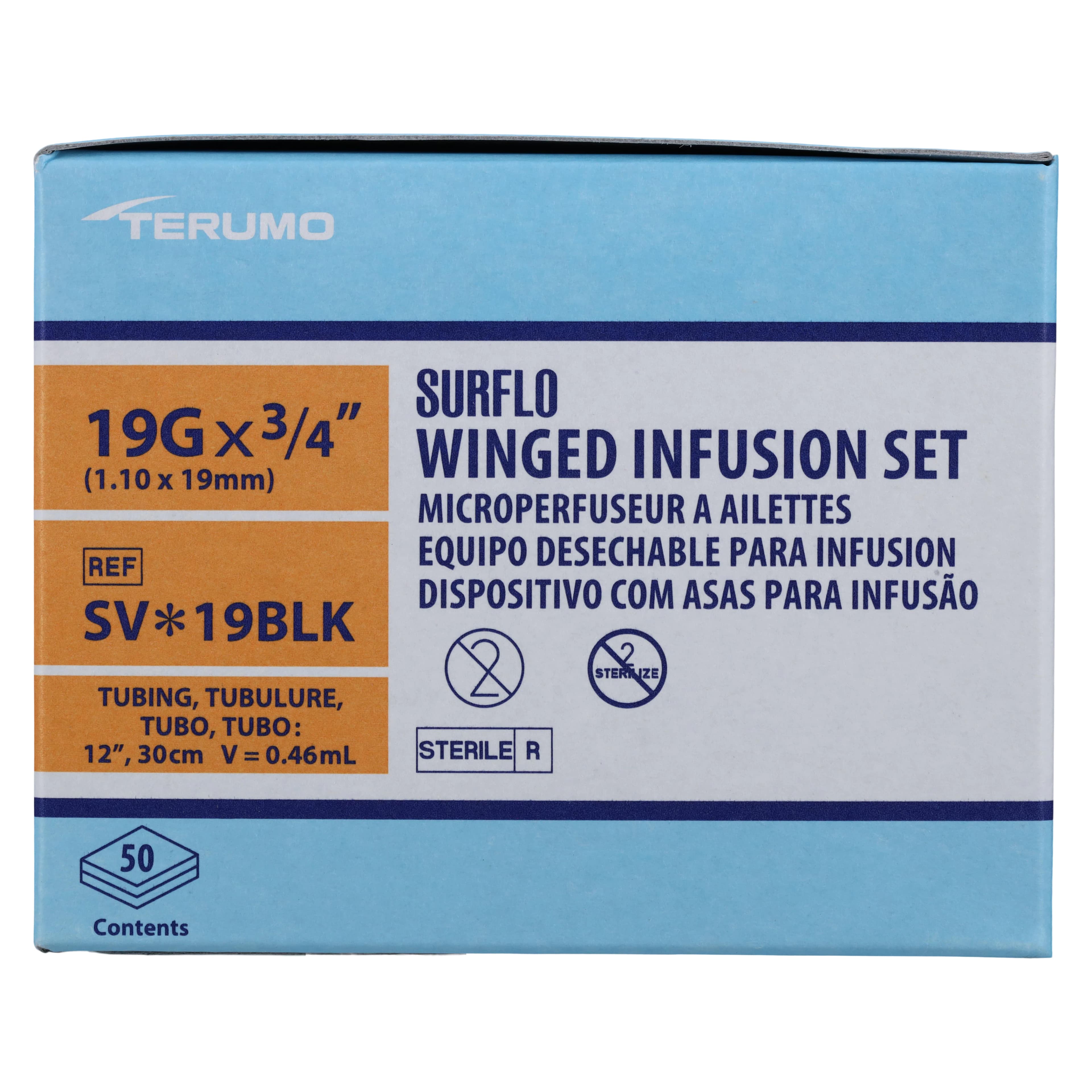 Terumo Surflo Winged Infusion Set, 19 Gauge, 3/4" Needle, 12" Tubing, Sterile, Non-DEHP, Latex-Free, 50/Box thumbnail 7