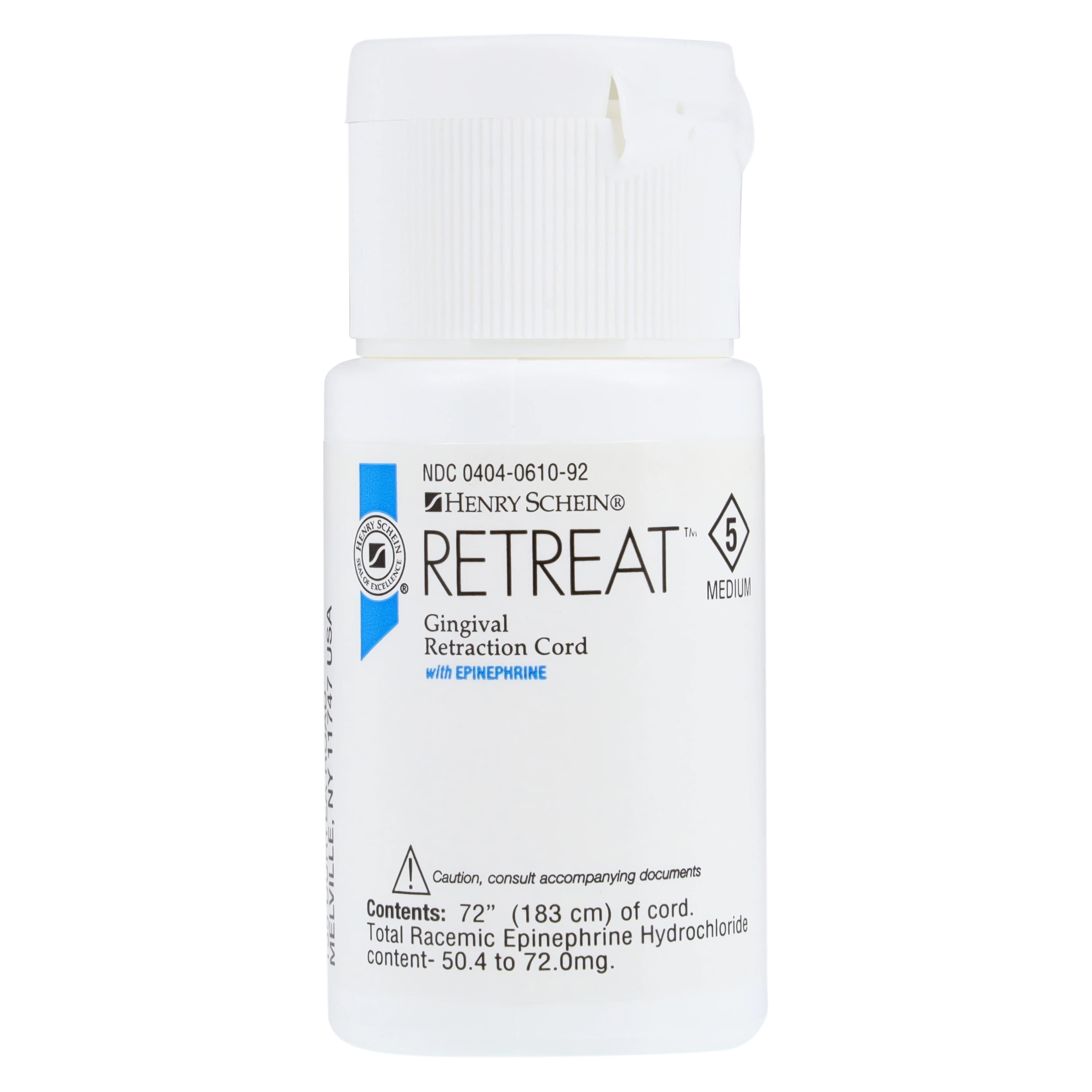 Henry Schein Retreat Epinephrine Twisted Gingival Retraction Cord, Size 5 Medium, 72 in, Each - Retreat Epinephrine Twisted Gingival Retraction Cord - Image 1