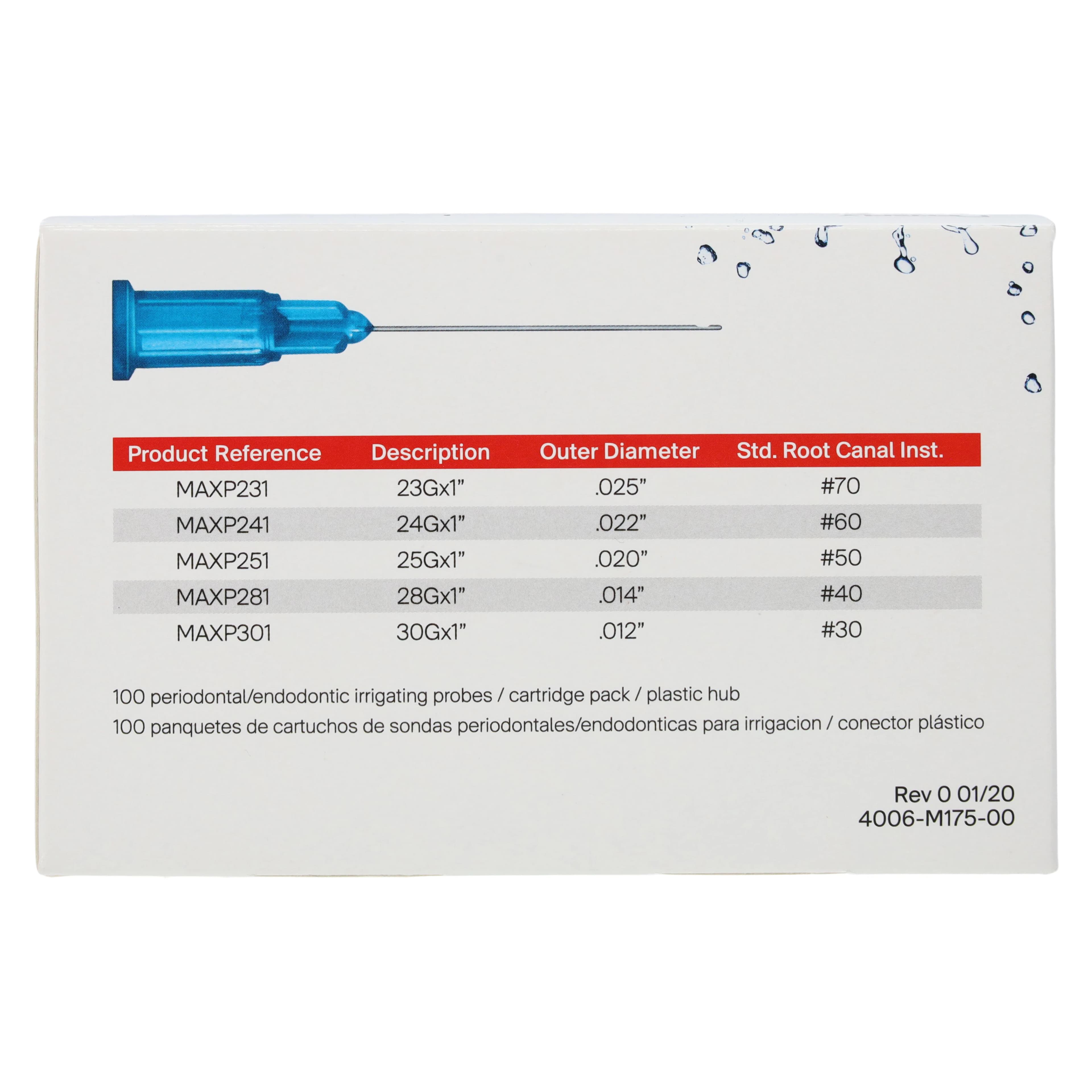 Max-i-Probe Endodontic/Periodontal Irrigation Probes, #50, 25 Ga x 1", Orange, 100/Pk, MAXP251 thumbnail 5