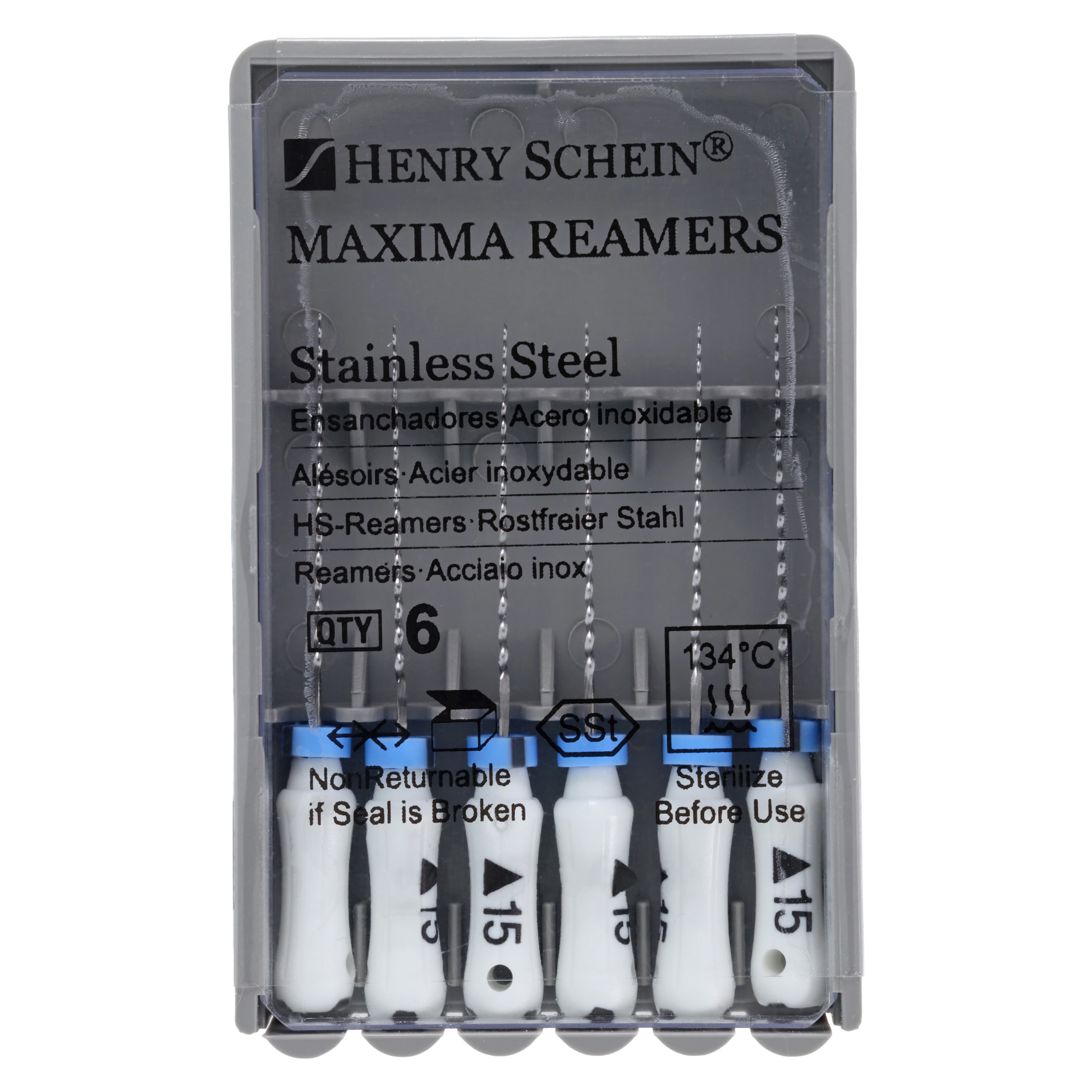 Maxima Hand Reamer, Size 15, 21mm, Stainless Steel, White Color Coded, 6/Box - Reamers 21mm - Image 1