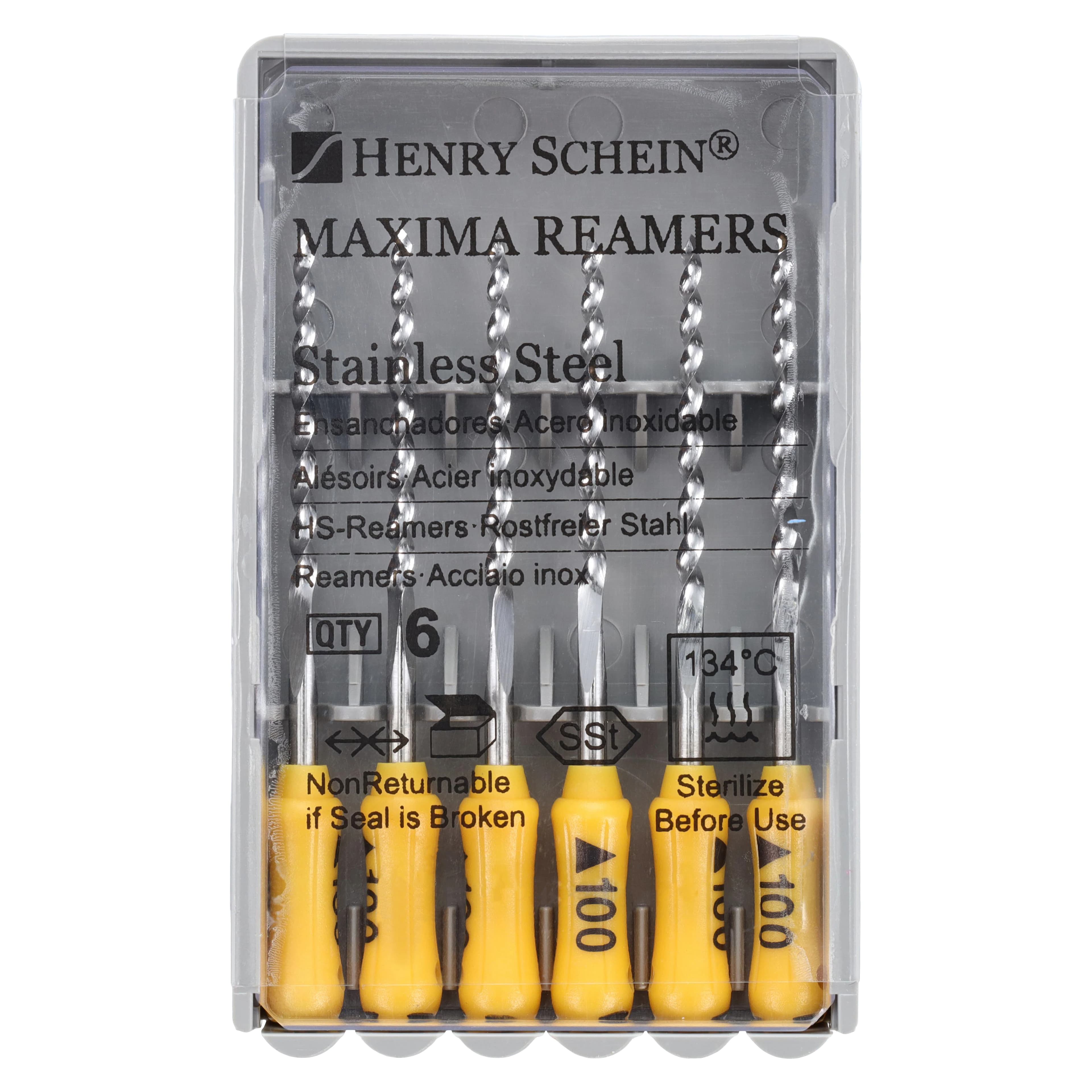 Maxima Hand Reamer, Size 100, 25mm, Stainless Steel, Color Coded, 6/Box - Reamers 25mm - Image 1