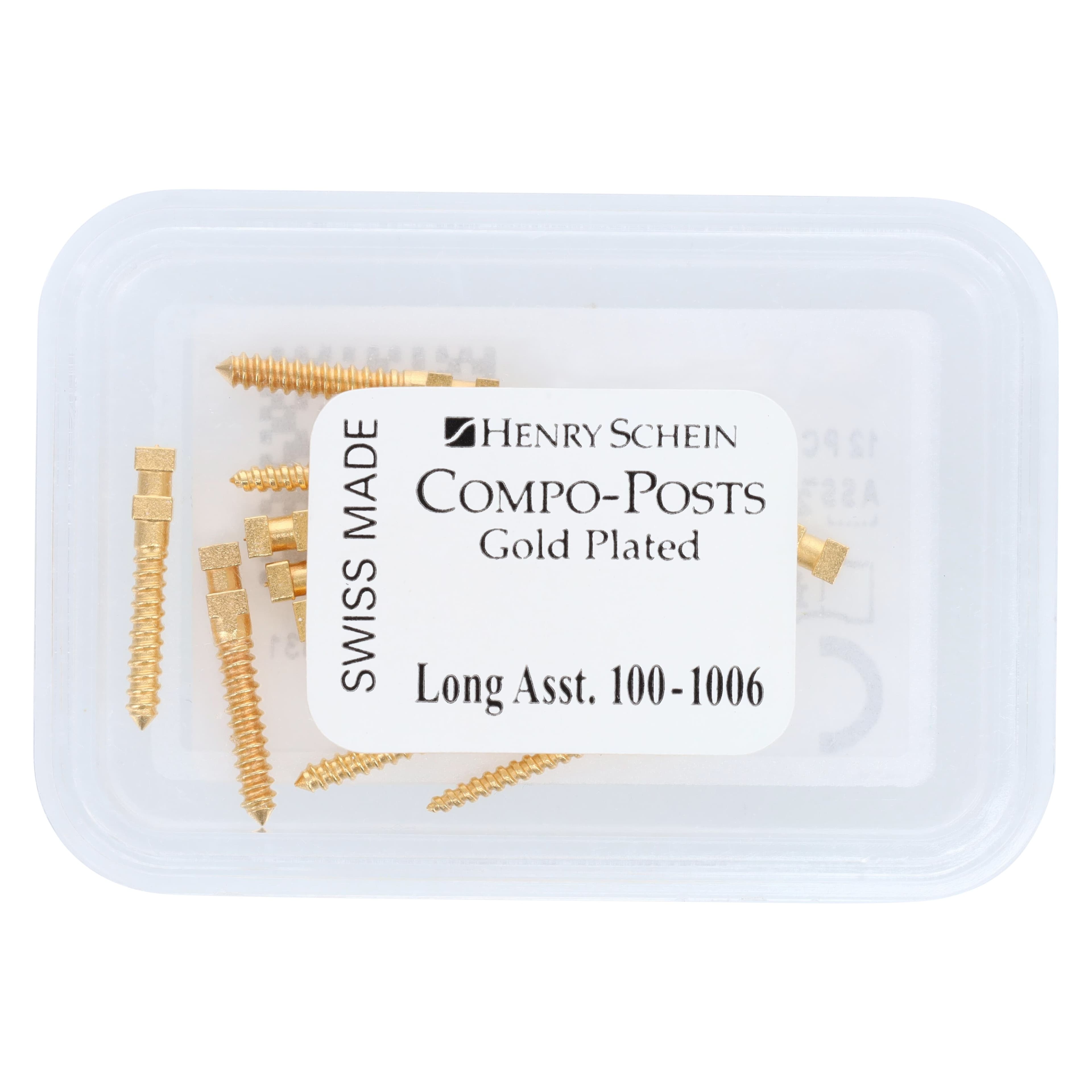 Compo-Posts Refills, Gold Plated, Long, Assorted, 12/Box thumbnail 2