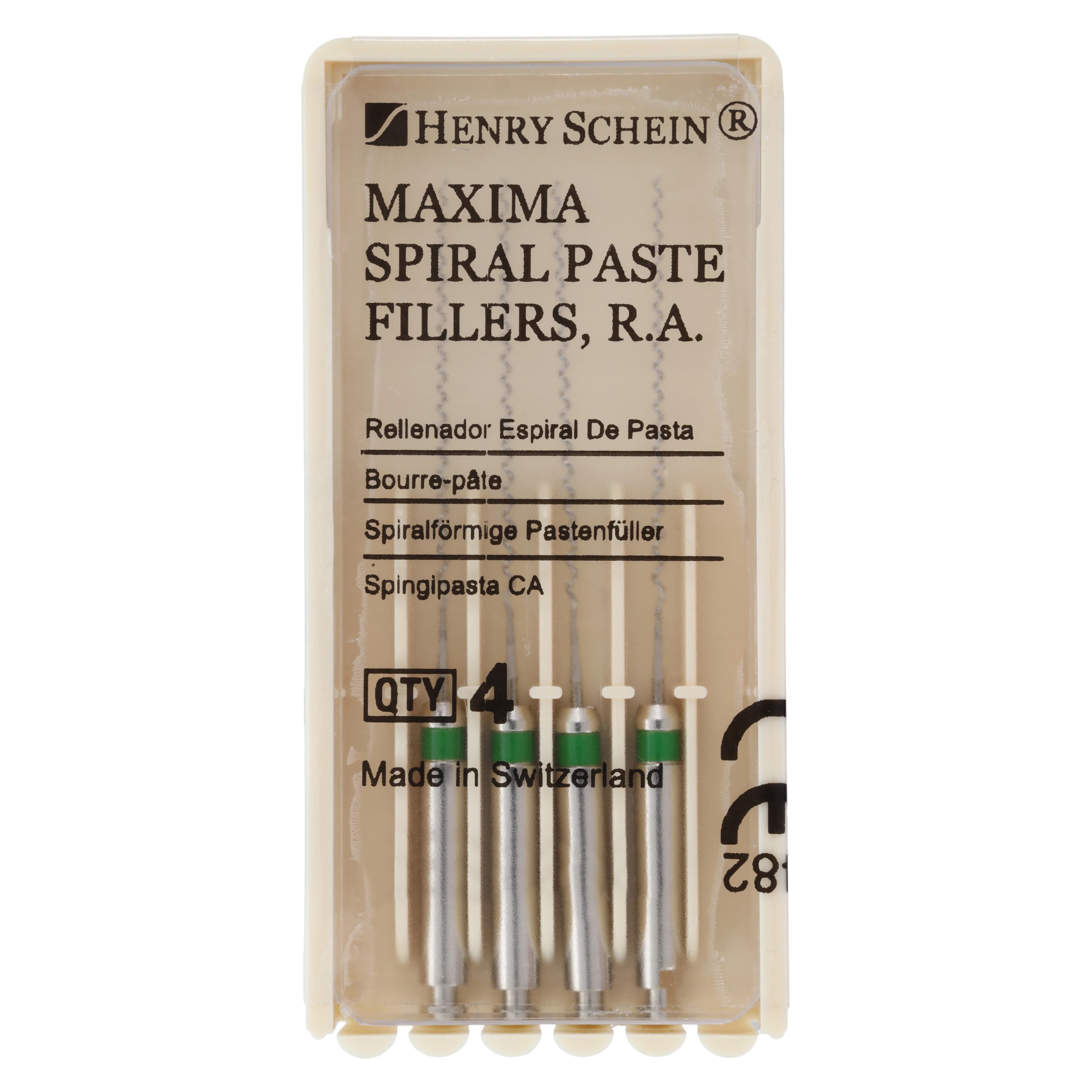 Henry Schein Paste Filler RA, 25mm, Size 3, Right Angle, Stainless Steel, Green, 4/Box - Paste Fillers RA 25mm - Image 1