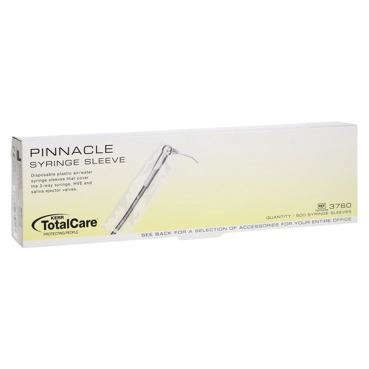 Pinnacle Syringe Sleeve, 2.5" x 10", Without Opening, Clear Plastic, 500/Box, Model 3760 - Pinnacle Syringe Sleeve 2.50" x 10" for 3-Way Syringe, HVE and Saliva Ejector - Image 1