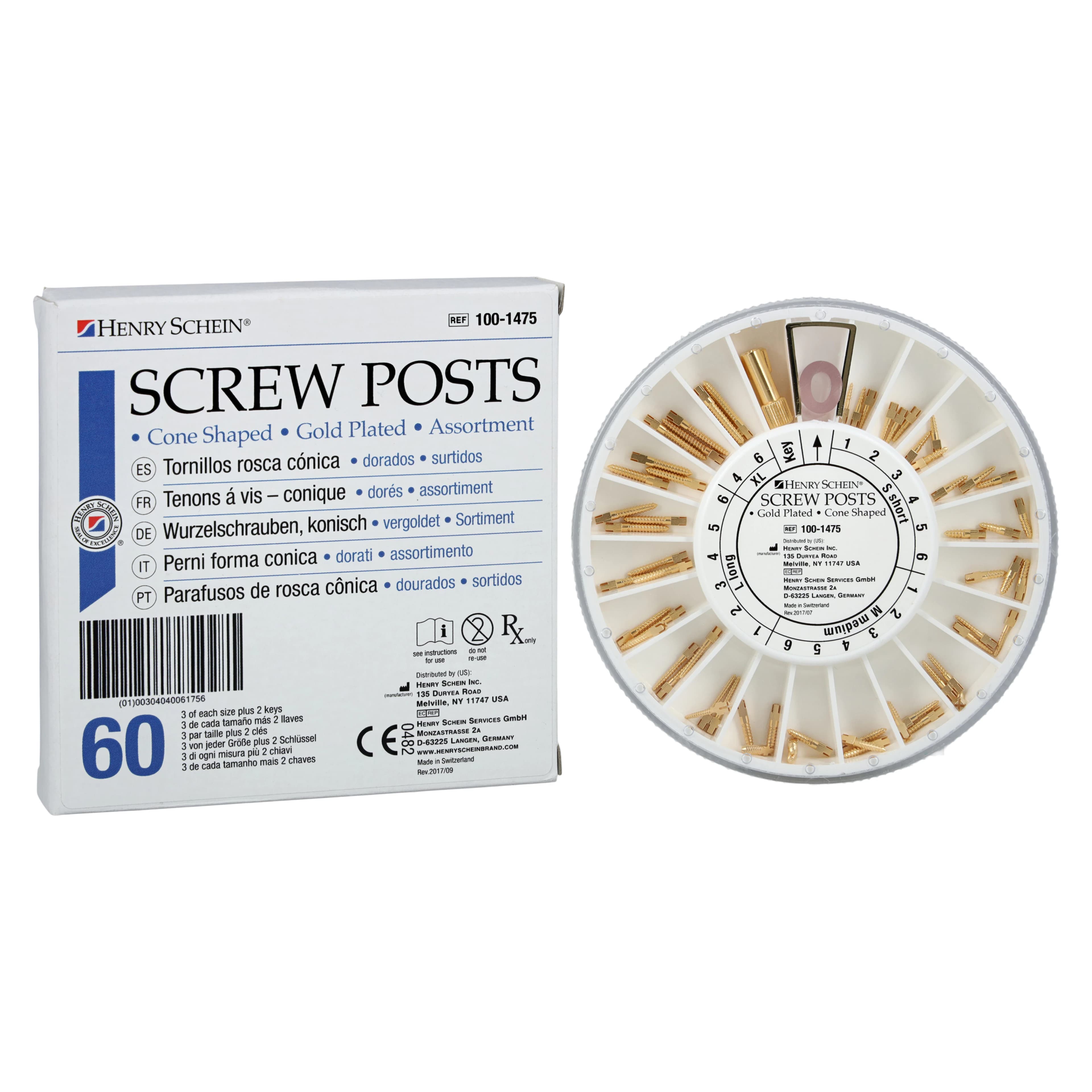 Screw Posts Assortment 403A, Gold-Plated, 60/Bx - Screw Posts Assortment 403A - Image 1
