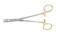 Miltex Olsen-Hegar Needle Holder with Suture Scissors, Tungsten Carbide, Serrated Jaws, 6-1/2", Gold Plated, 8-16TC - Needle Holders – Olsen-Hegar, Serrated Jaws, 6-1/2" - Needle Holders – Olsen-Hegar, Serrated Jaws, 6-1/2" - Image 1