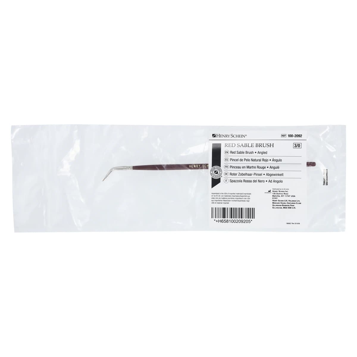 Red Sable Angled Ceramist Brush #000 - Brush Red Sable Angled - Image 1