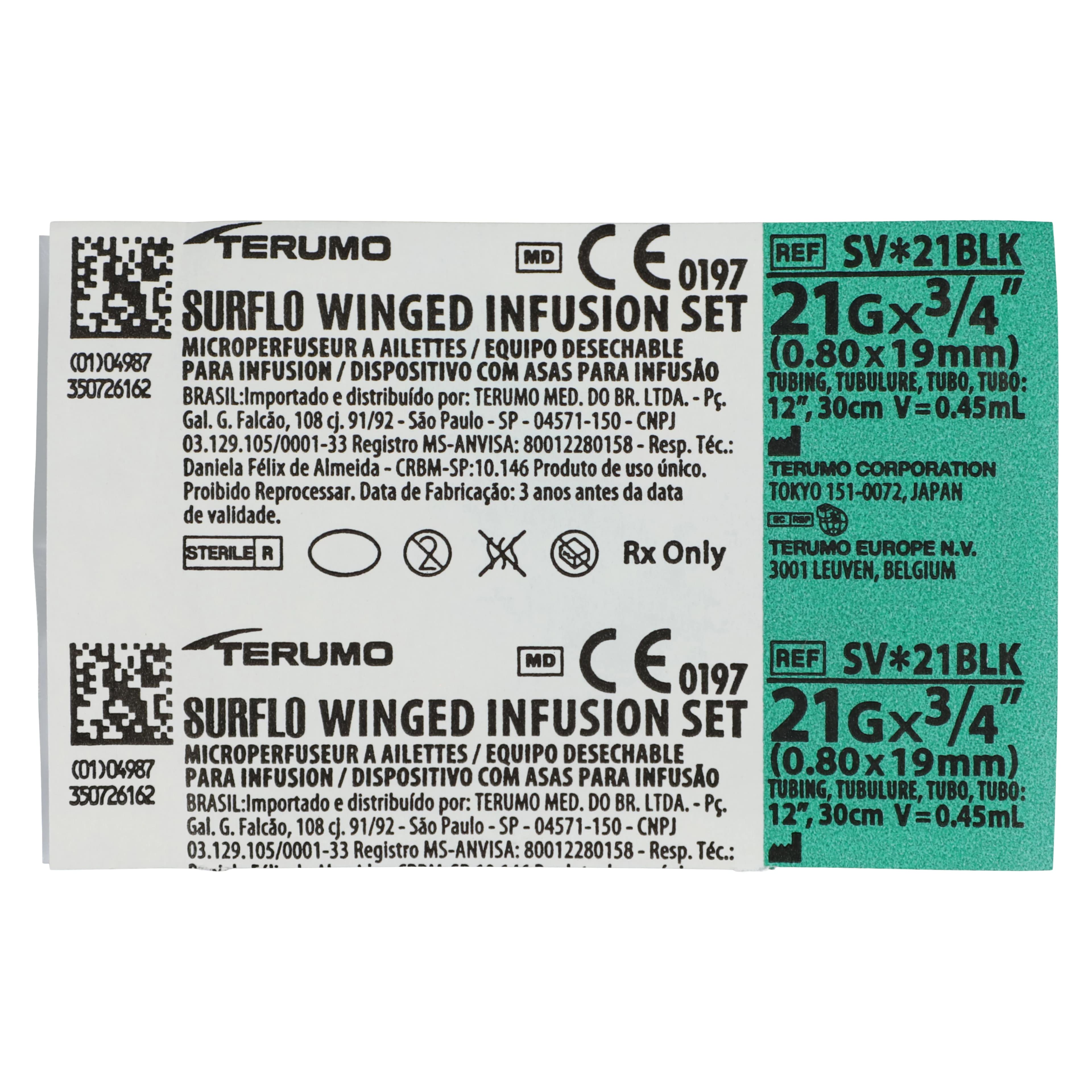 Terumo Surflo Winged Infusion Set, 21 Gauge, 3/4", 12" Length, Non-DEHP, Latex-Free, Sterile, 50/Box thumbnail 3
