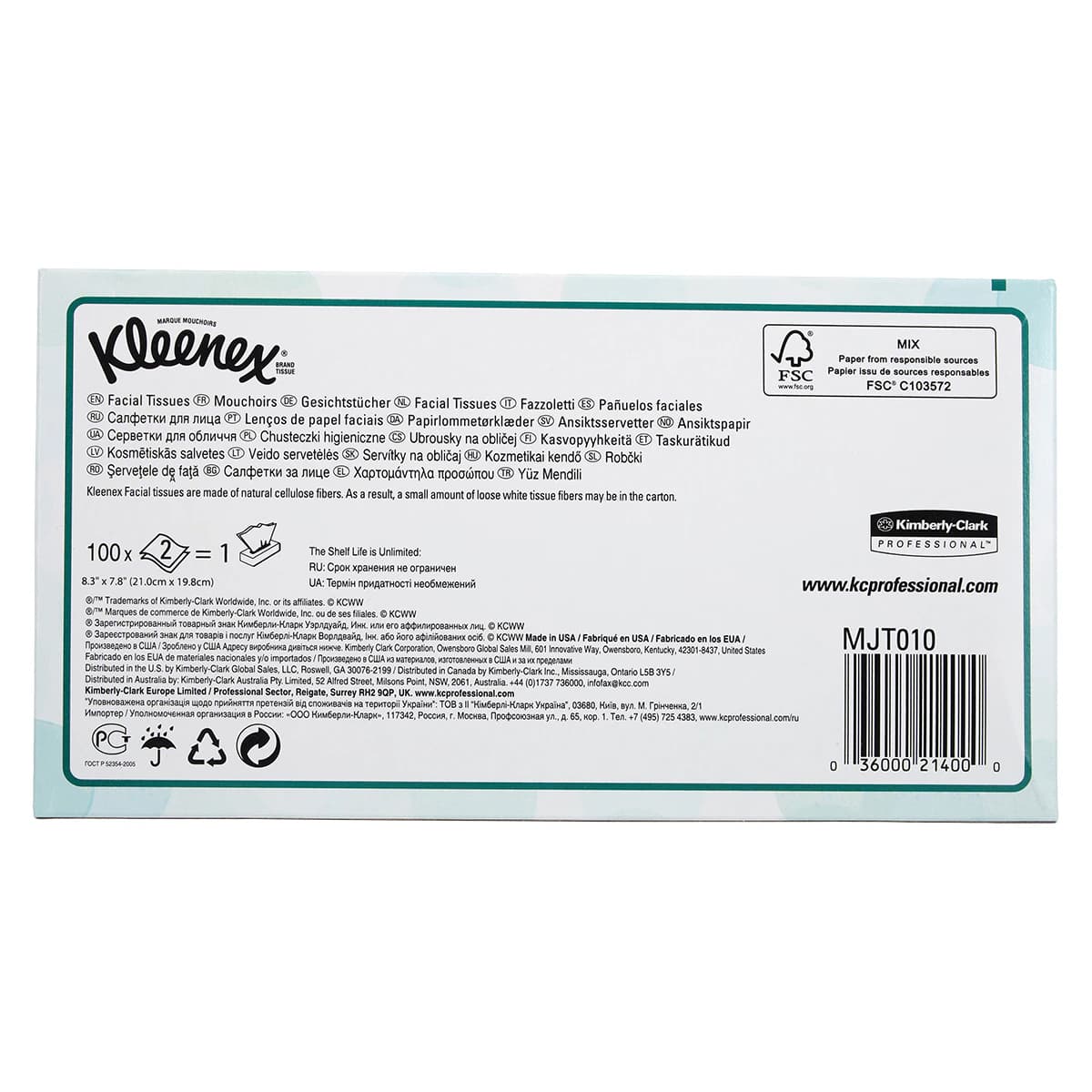 Kleenex Facial Tissue, White, 2-Ply, Flat Box, 100 Tissues/Box thumbnail 3
