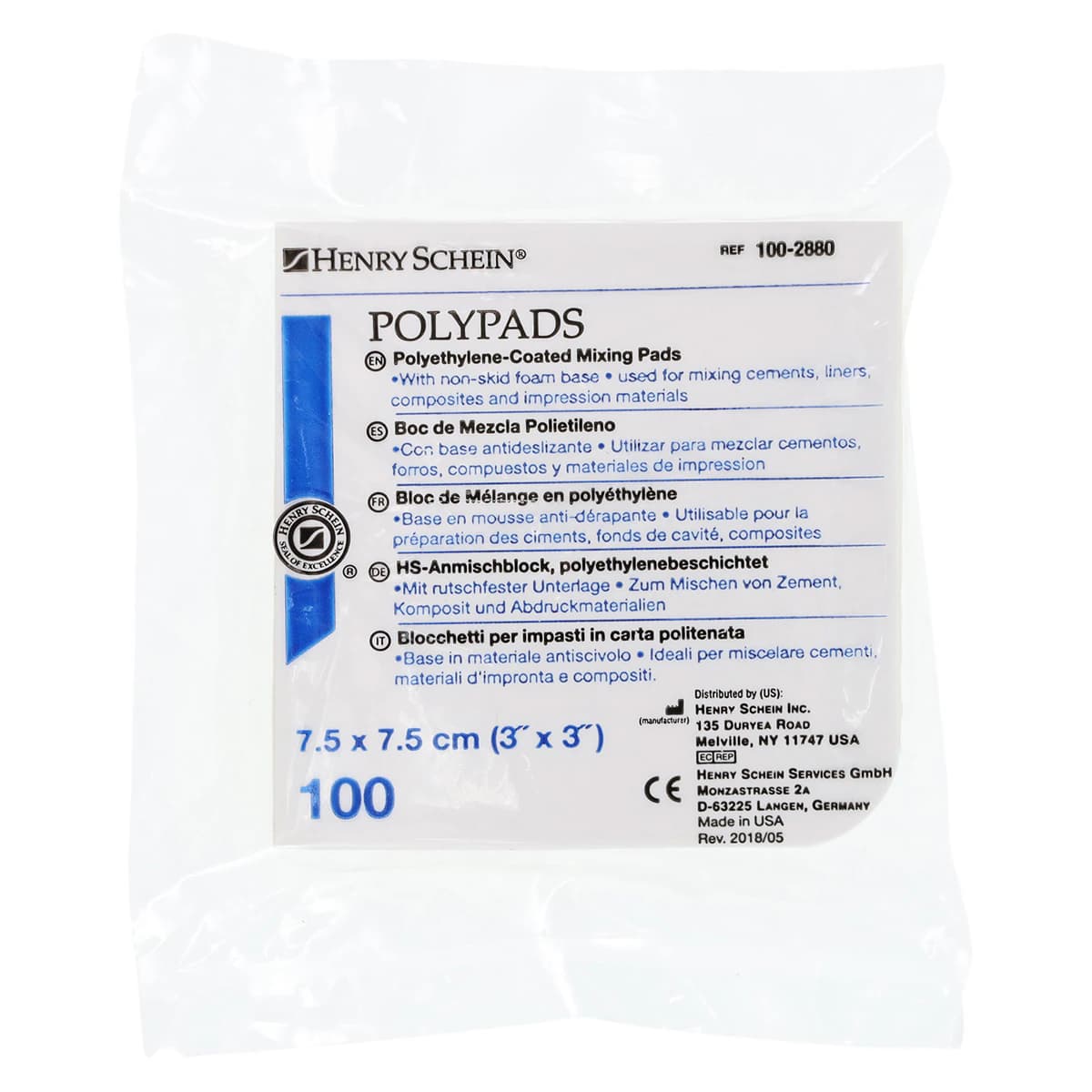 HSI Poly Pad Mix Pad, 3" x 3", White, 100 Sheets/Pad, Each - HSI Poly Pads - Image 1