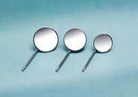 Henry Schein Front Surface Simple Stem Mouth Mirror, Size 3, Single Sided, Stainless Steel, 12/Box - Mirror Simple Stem FS #3 - Image 1