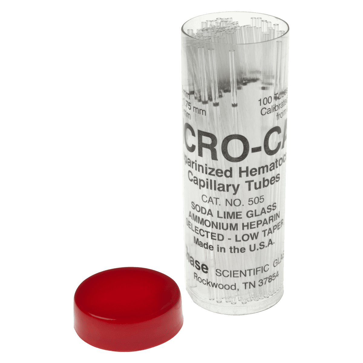 Capillary Tube Micro-Cal Hep, Microhematocrit, Heparin, Soda-Lime Glass, Snap Cap, Black Tip, 0.5x77mm, 100/Bottle thumbnail 2