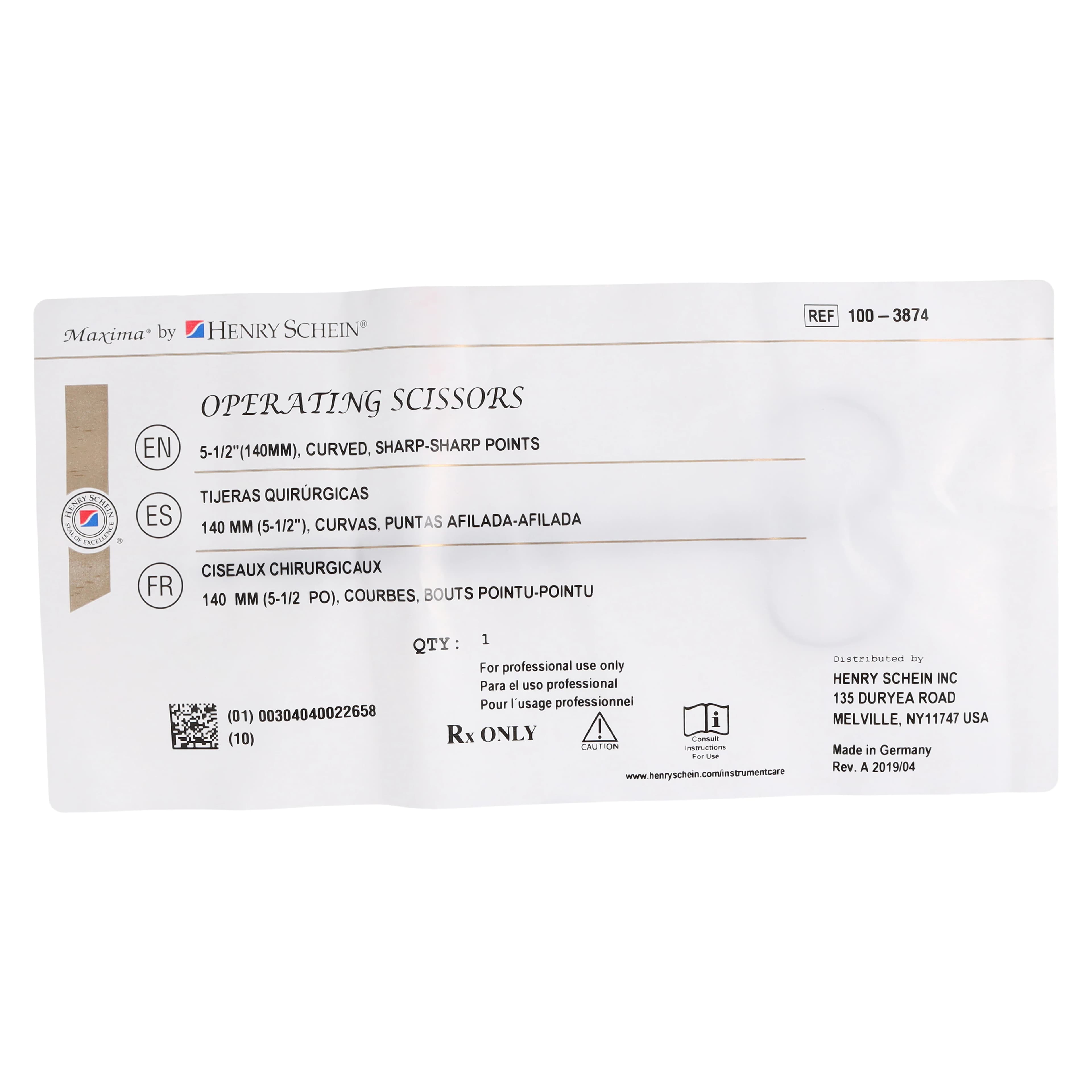Henry Schein Operating Scissors, 5.5 in, Curved, German Stainless Steel, 01KT8PD5N77TGT8015K5BPWM2K thumbnail 5