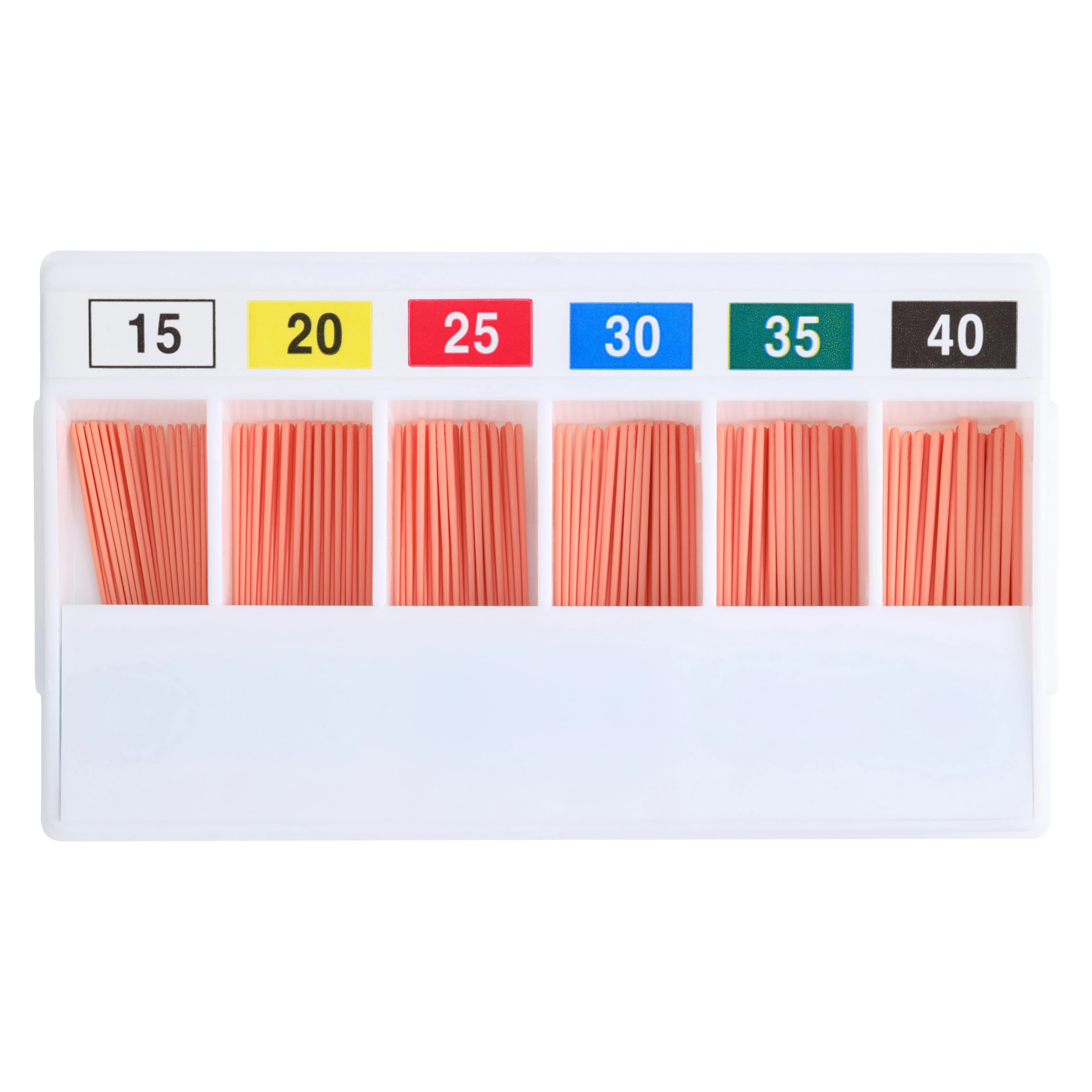 HSI Standardized Cadmium-Free Gutta Percha Points, Hand Rolled, Size 15-40, ISO Color Coded, Assorted, 150/Box thumbnail 6