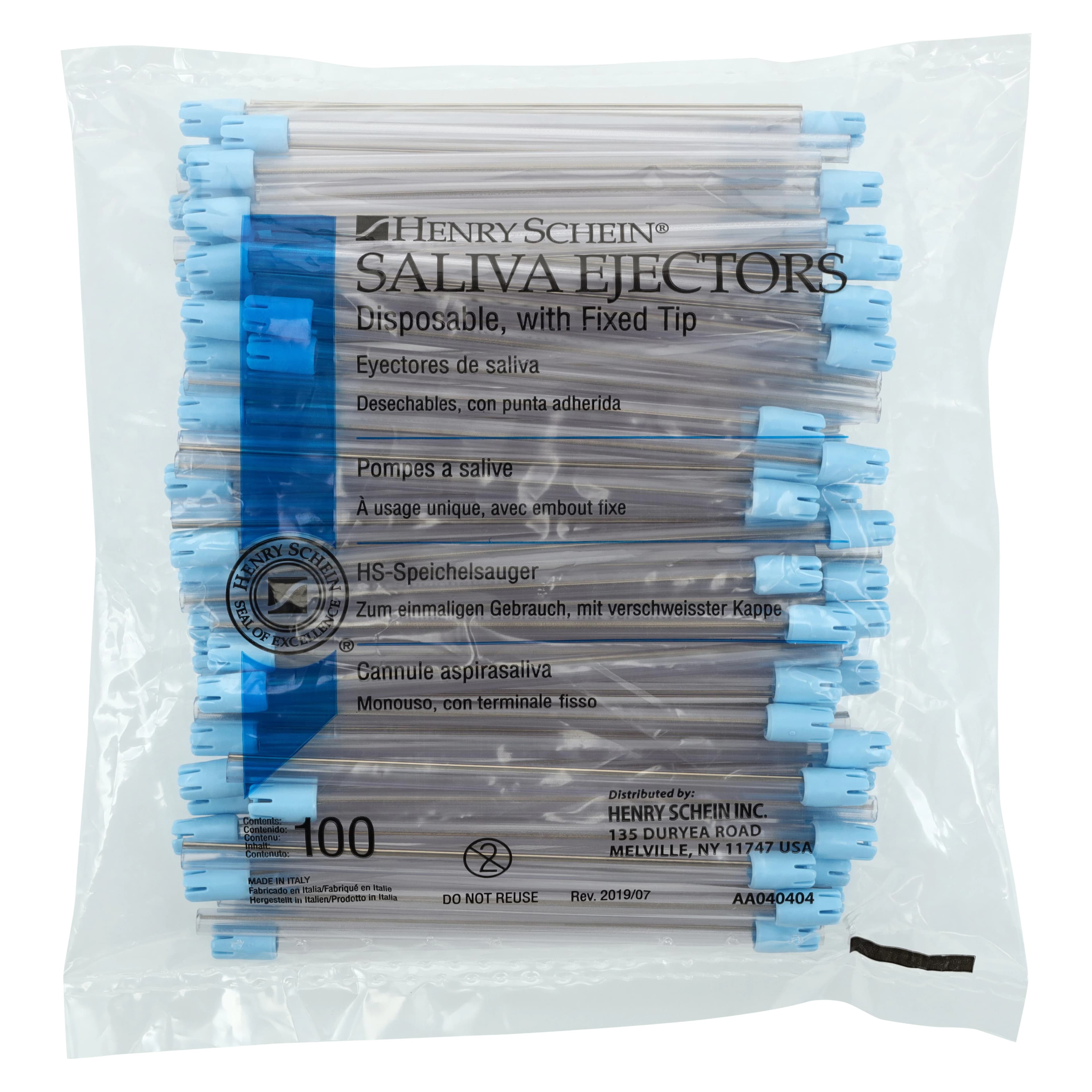 Henry Schein Saliva Ejector Clear with Blue Tip, Disposable, Latex-Free, 100/Box thumbnail 3