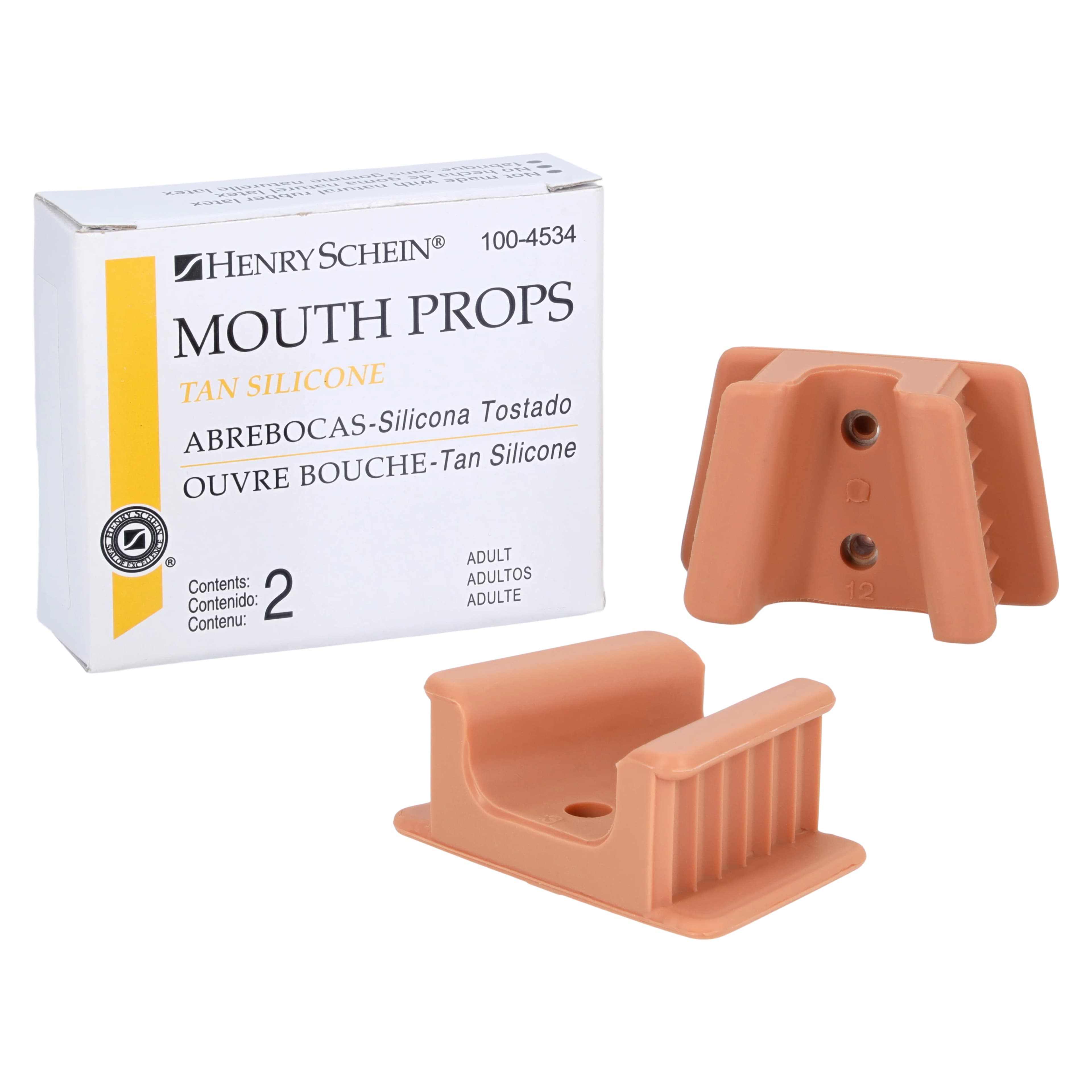 Henry Schein Silicone Mouth Props, Adult, Tan, Autoclavable, 2/Box - Silicone Mouth Props - Image 1