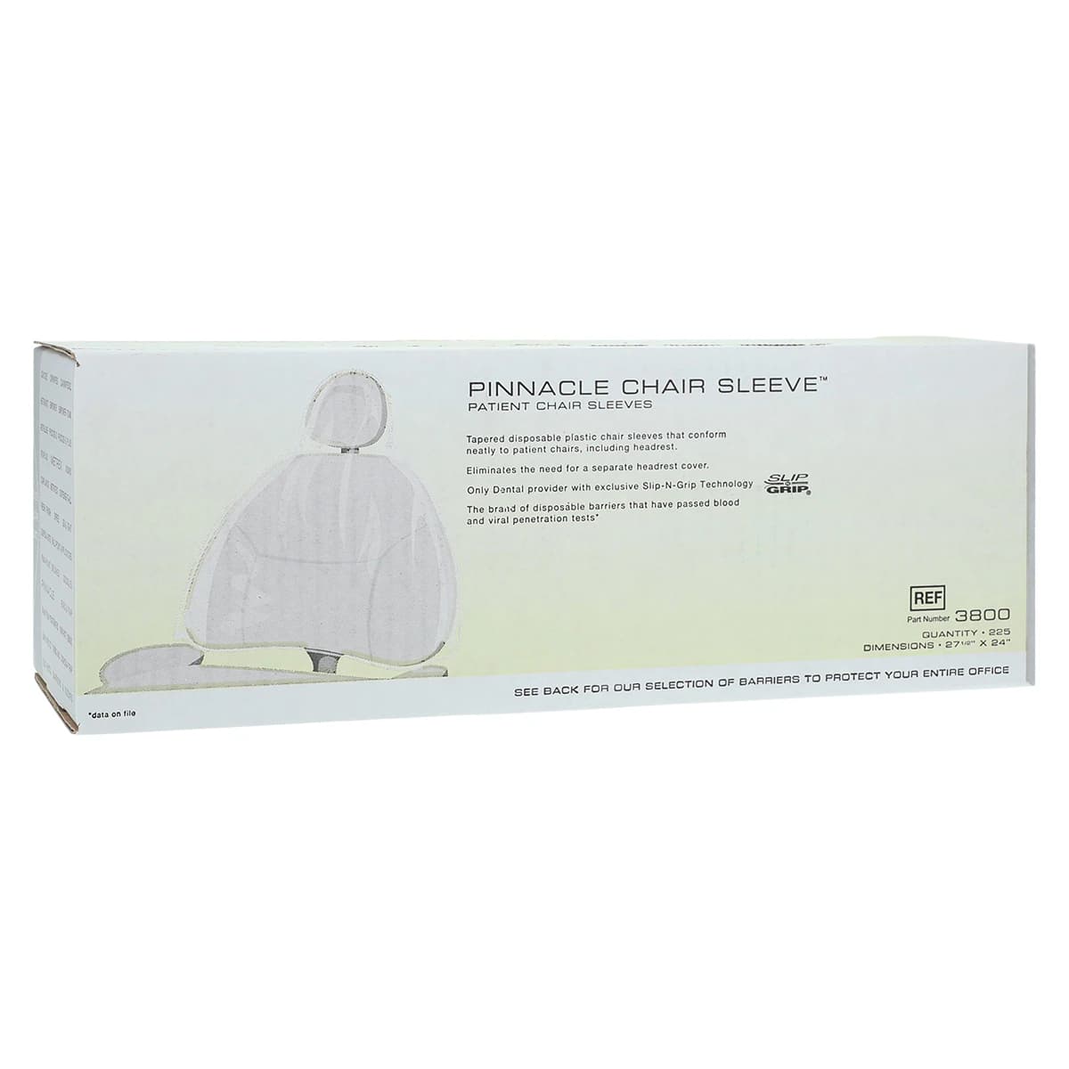 Pinnacle Chair Sleeve Barriers, Universal, Clear, 27.5" x 24", 225/Roll, Model 3800 - Pinnacle Chair Sleeve Barriers - Image 1