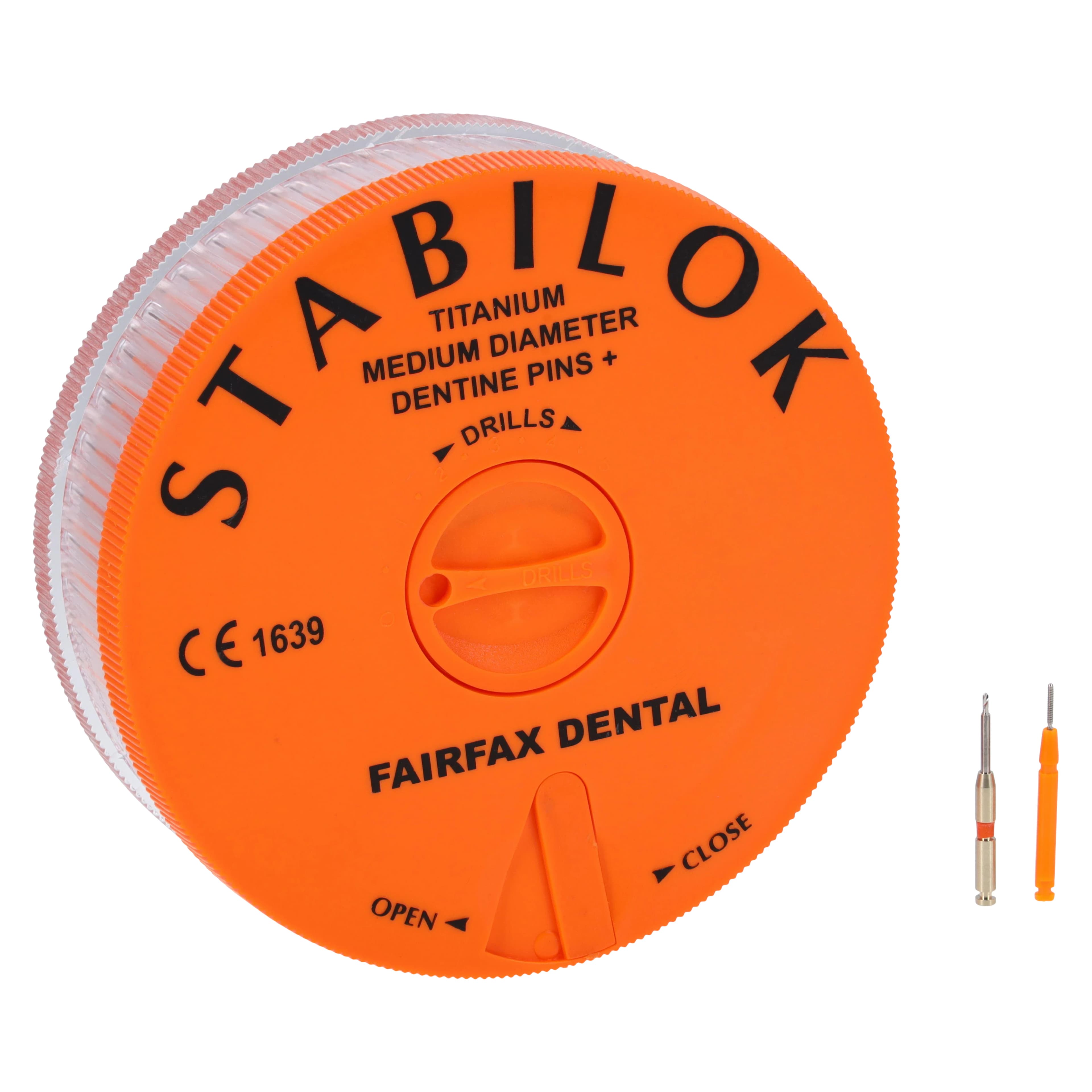 Stabilok 0.027" Titanium Dentin Pins Economy Kit, Orange, 100 Pins with Drills, 13412 - Stabilok .027 TI Pins Economy - Image 1