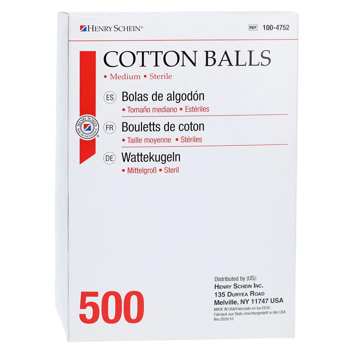 Henry Schein Sterile Cotton Balls, Medium, High Absorbency, Latex-Free, 500/Box - Cotton Ball Medium Sterile - Image 1