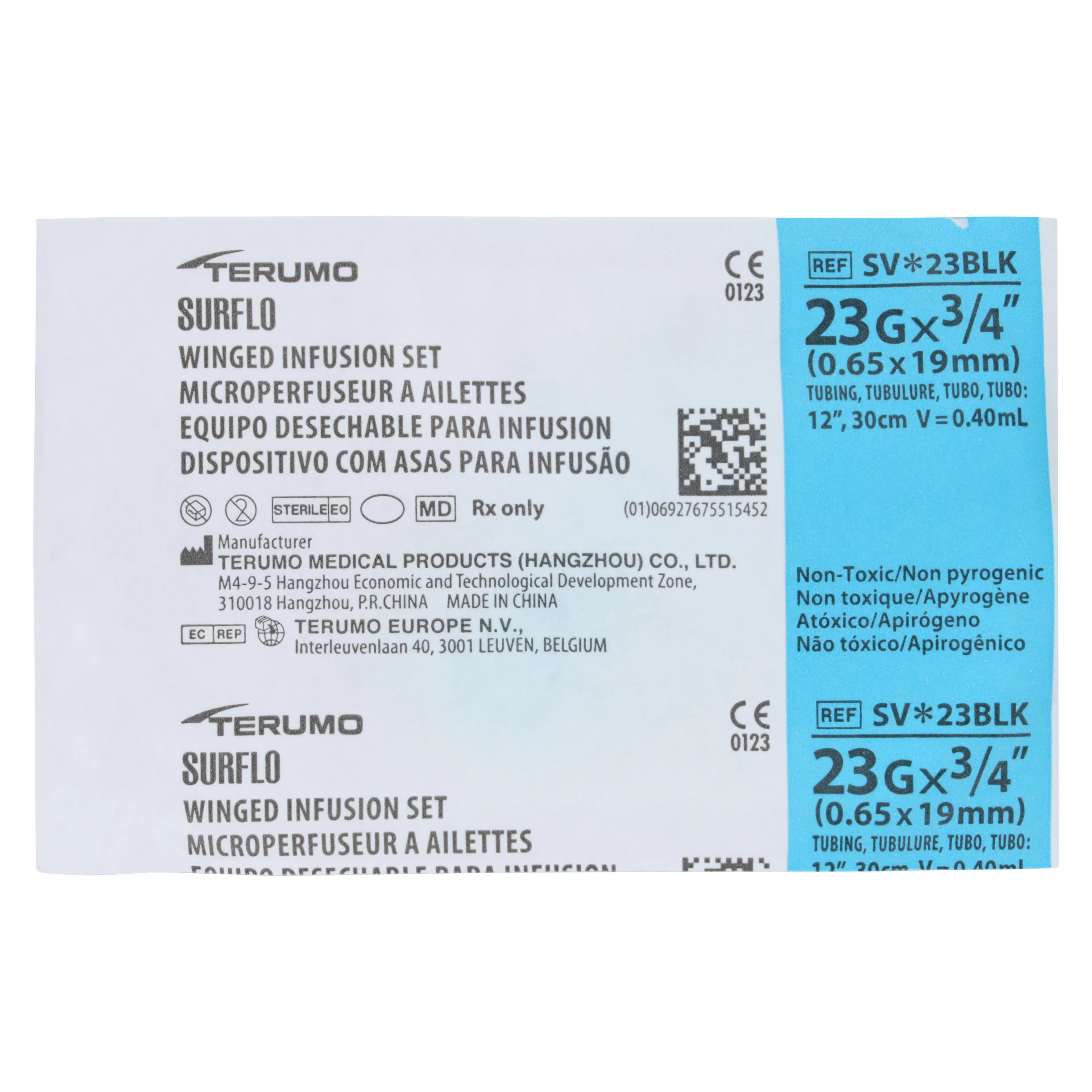 Terumo Surflo Winged Infusion Set, 23 Gauge, 3/4" Needle, 12" Tubing, Sterile, Non-DEHP, Latex-Free, 50/Box thumbnail 4