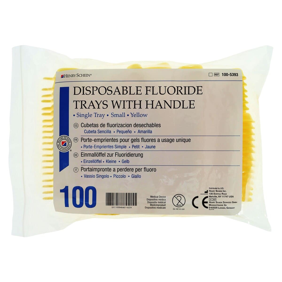Acclean Single Arch Fluoride Trays, Foam, Small, Yellow, With Handle, Disposable, 100/Pk thumbnail 3