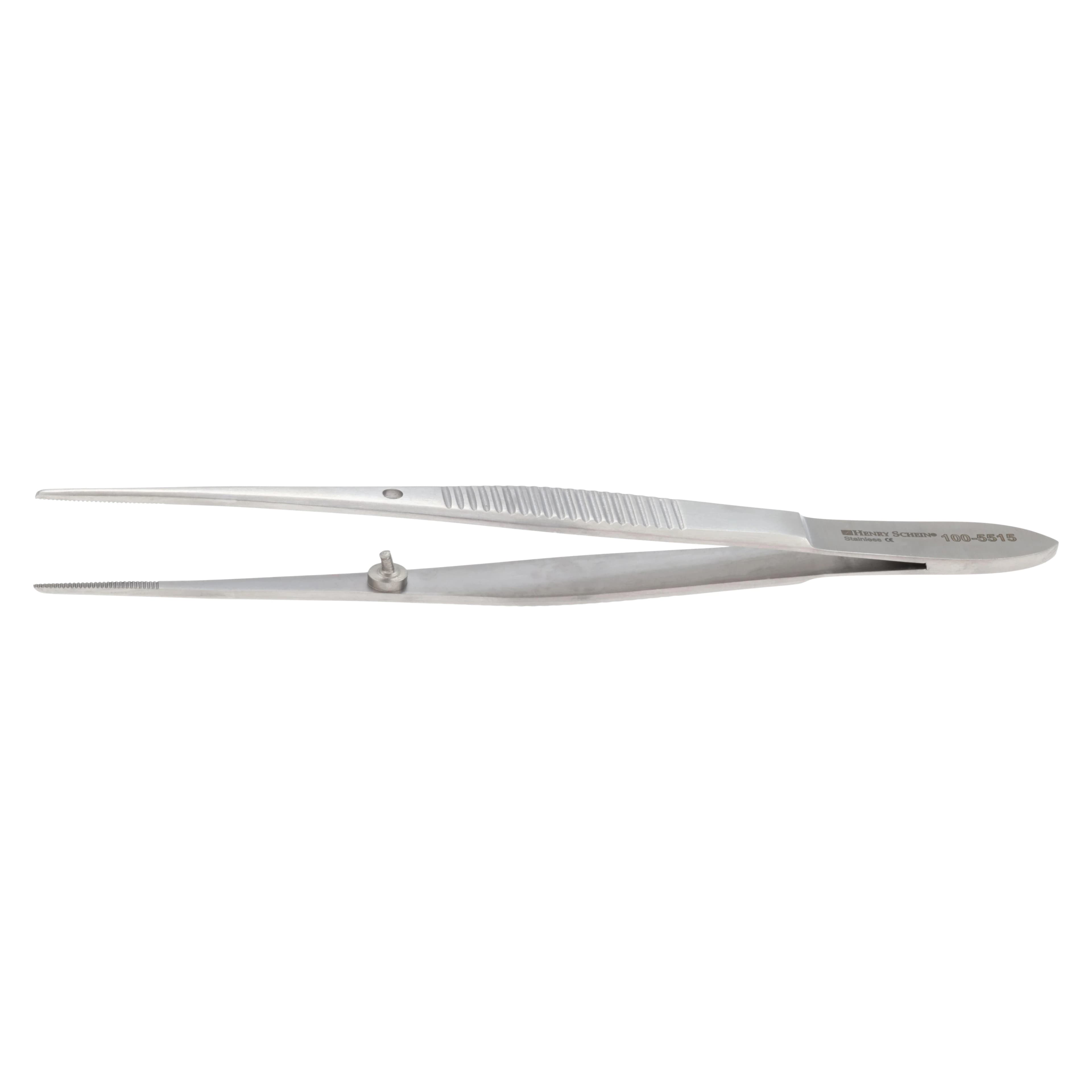 Henry Schein Dressing Forcep Eye, Serrated, 4", Stainless Steel, Autoclavable, Each thumbnail 2