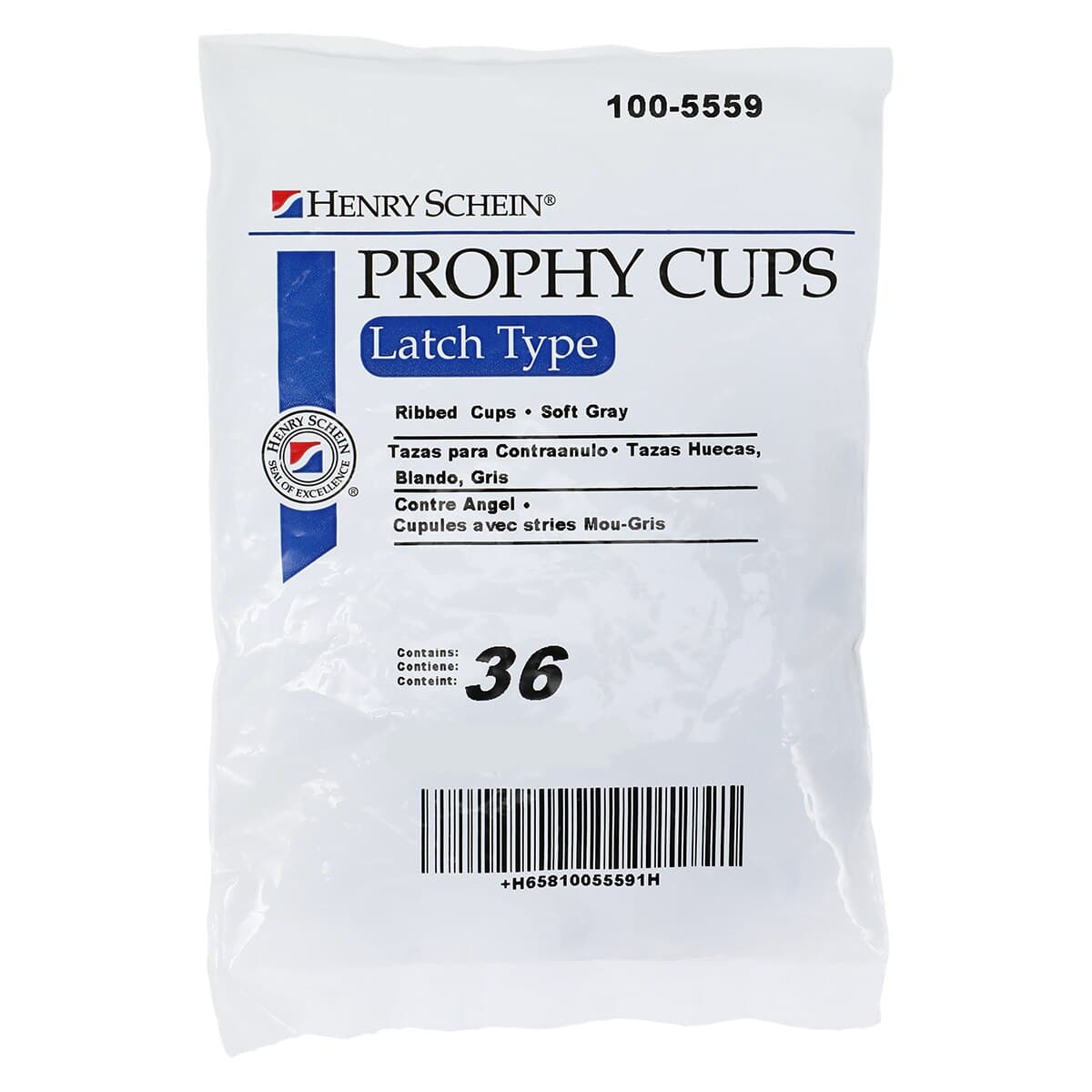 Acclean Ribbed Prophy Cups, Soft, Latch Type, Gray, 36/Box thumbnail 3