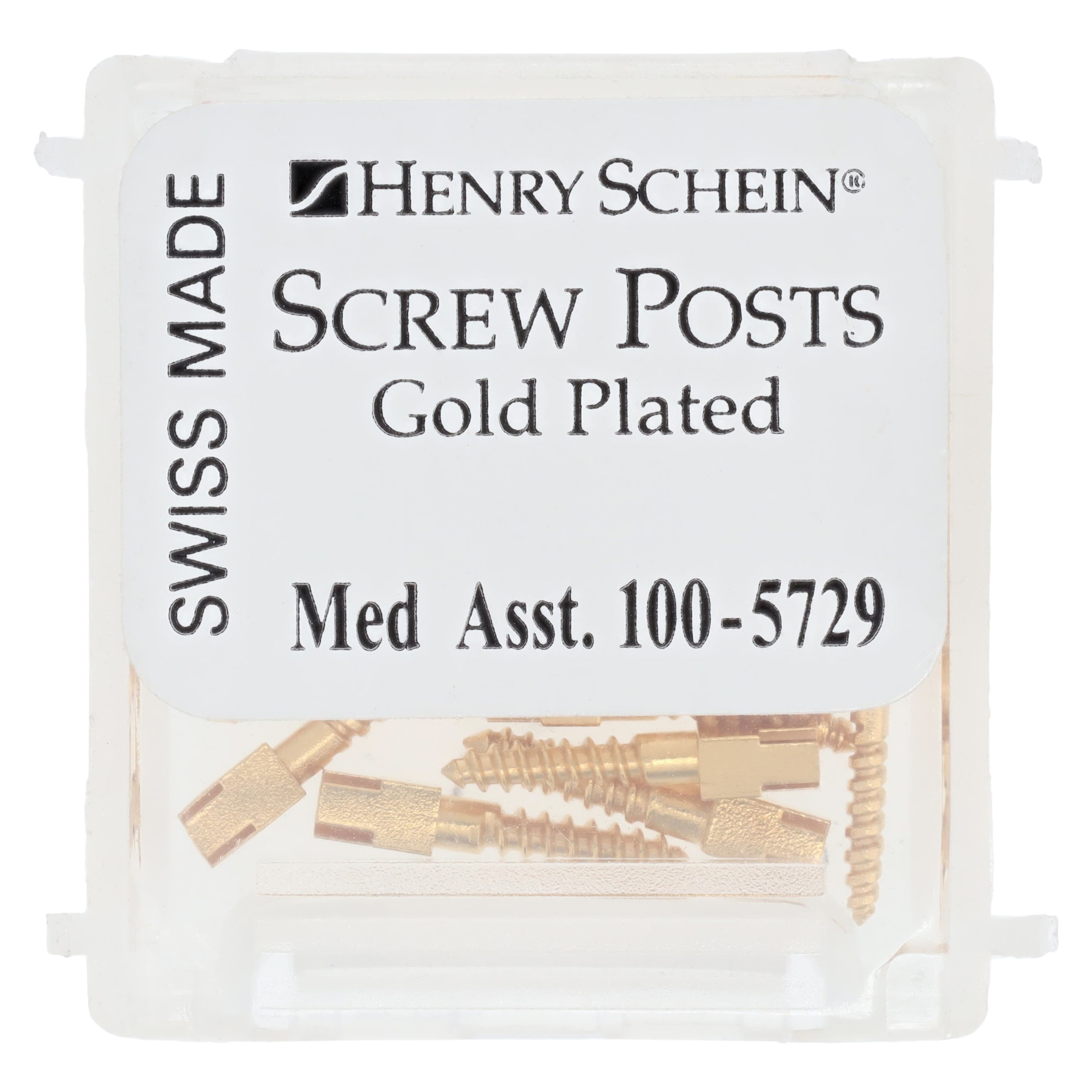 Henry Schein Gold Plated Screw Posts, Assorted Medium Kit, 12/Box thumbnail 2