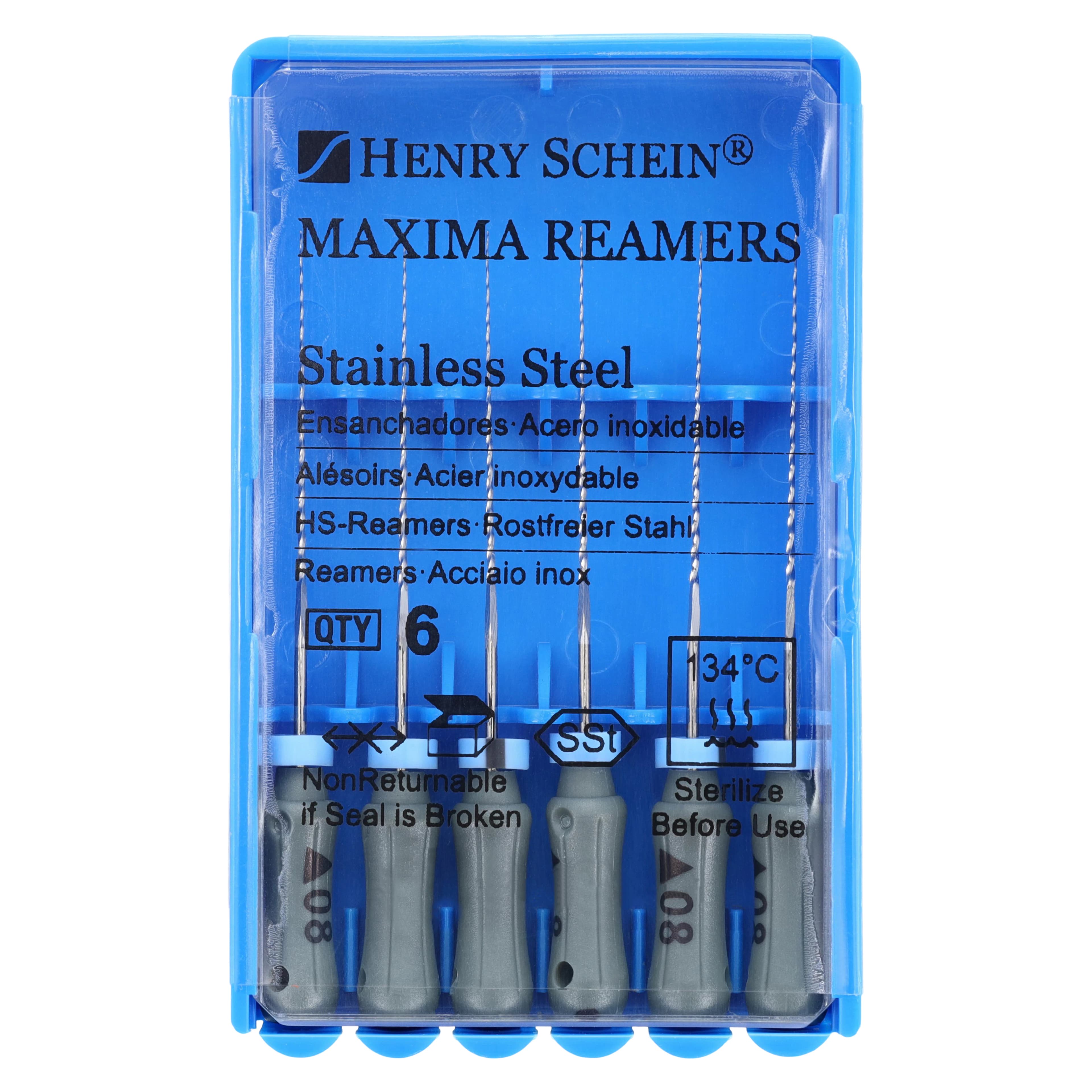 Maxima Reamer Size 8, 25mm, Stainless Steel, Grey, 6/Box - Reamers 25mm - Image 1
