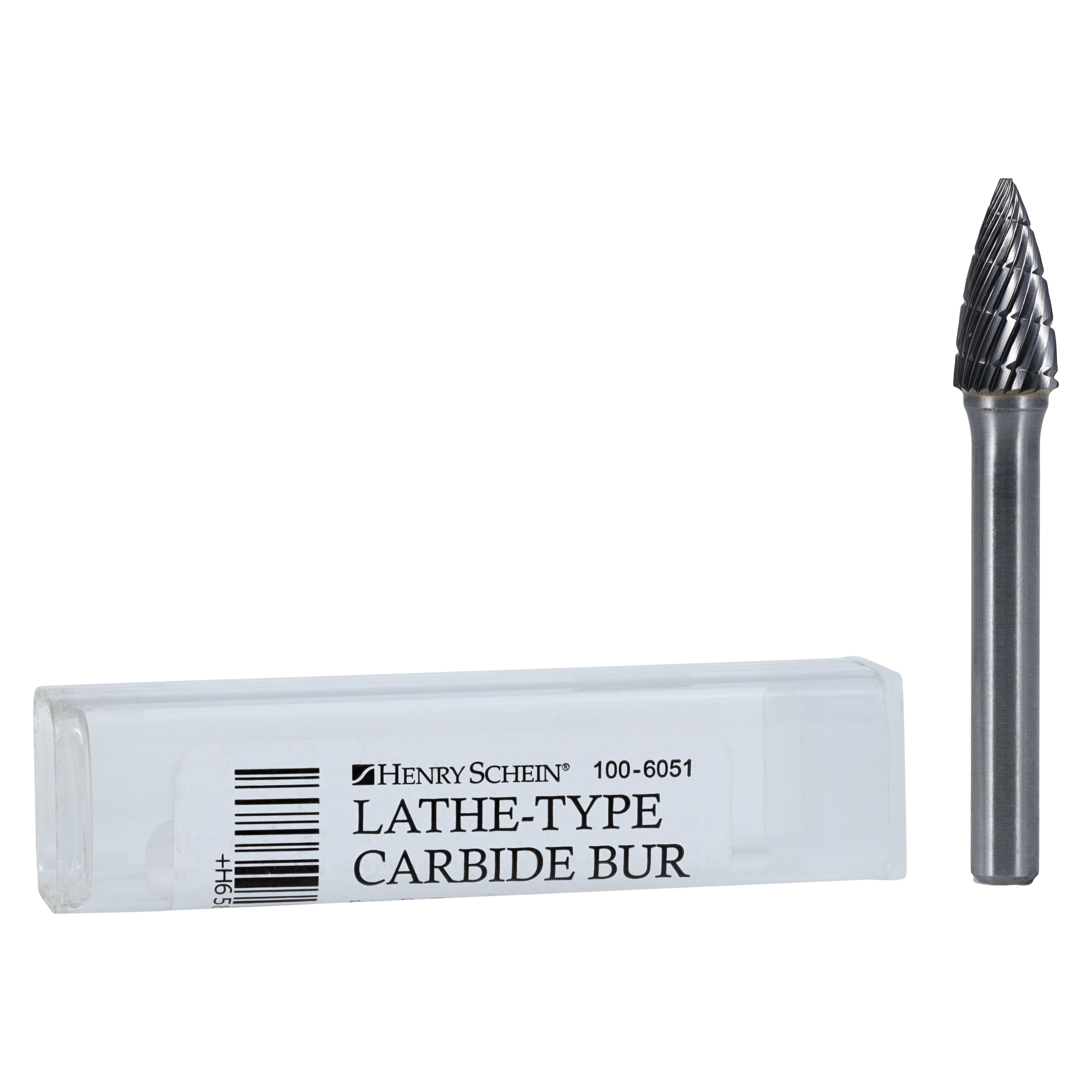 Henry Schein Lab Carbide Bur, Flame, Regular Cut, 3/8" Head, 1/4" Shaft, for Lathe, Each thumbnail 5