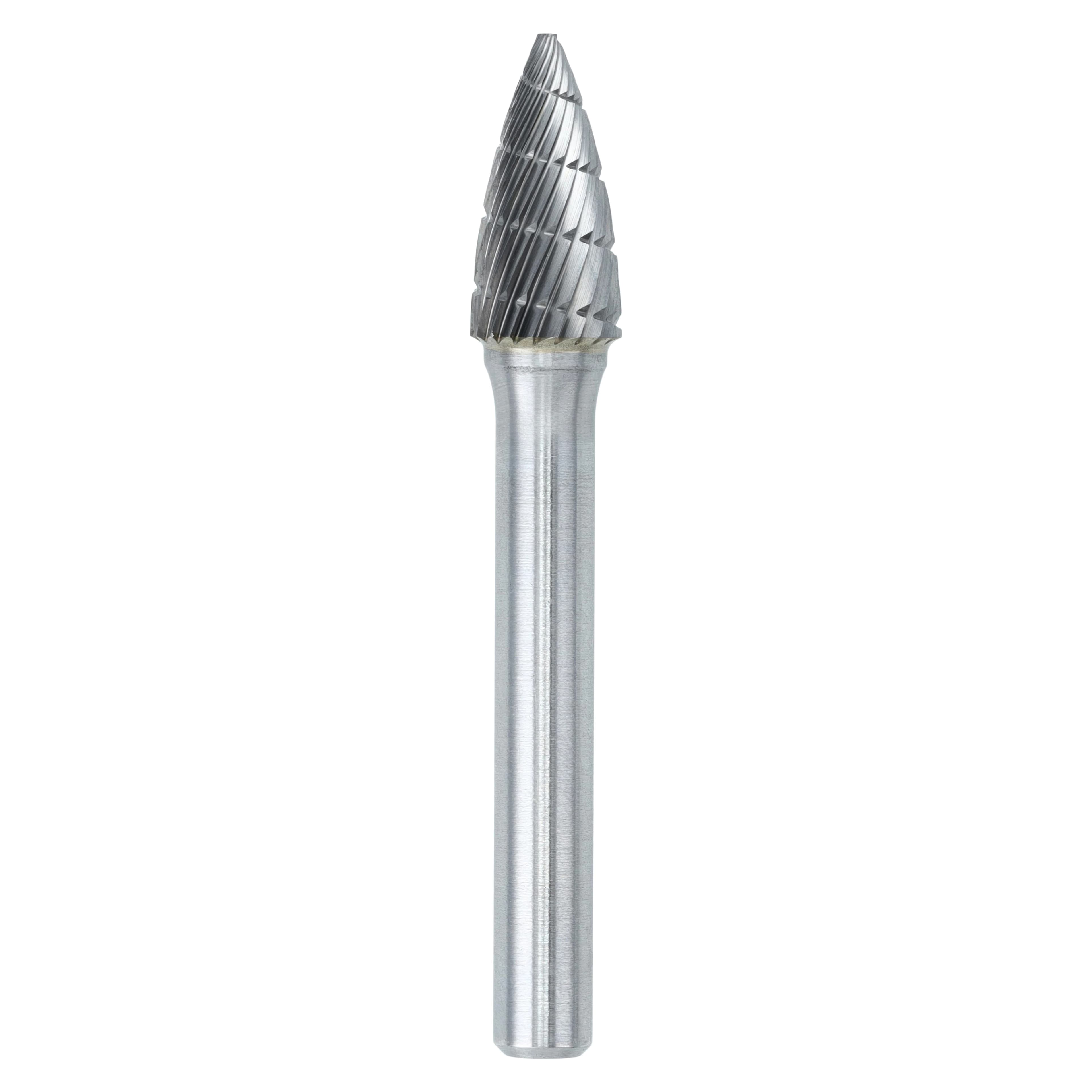 Henry Schein Lab Carbide Bur, Flame, Regular Cut, 3/8" Head, 1/4" Shaft, for Lathe, Each thumbnail 2