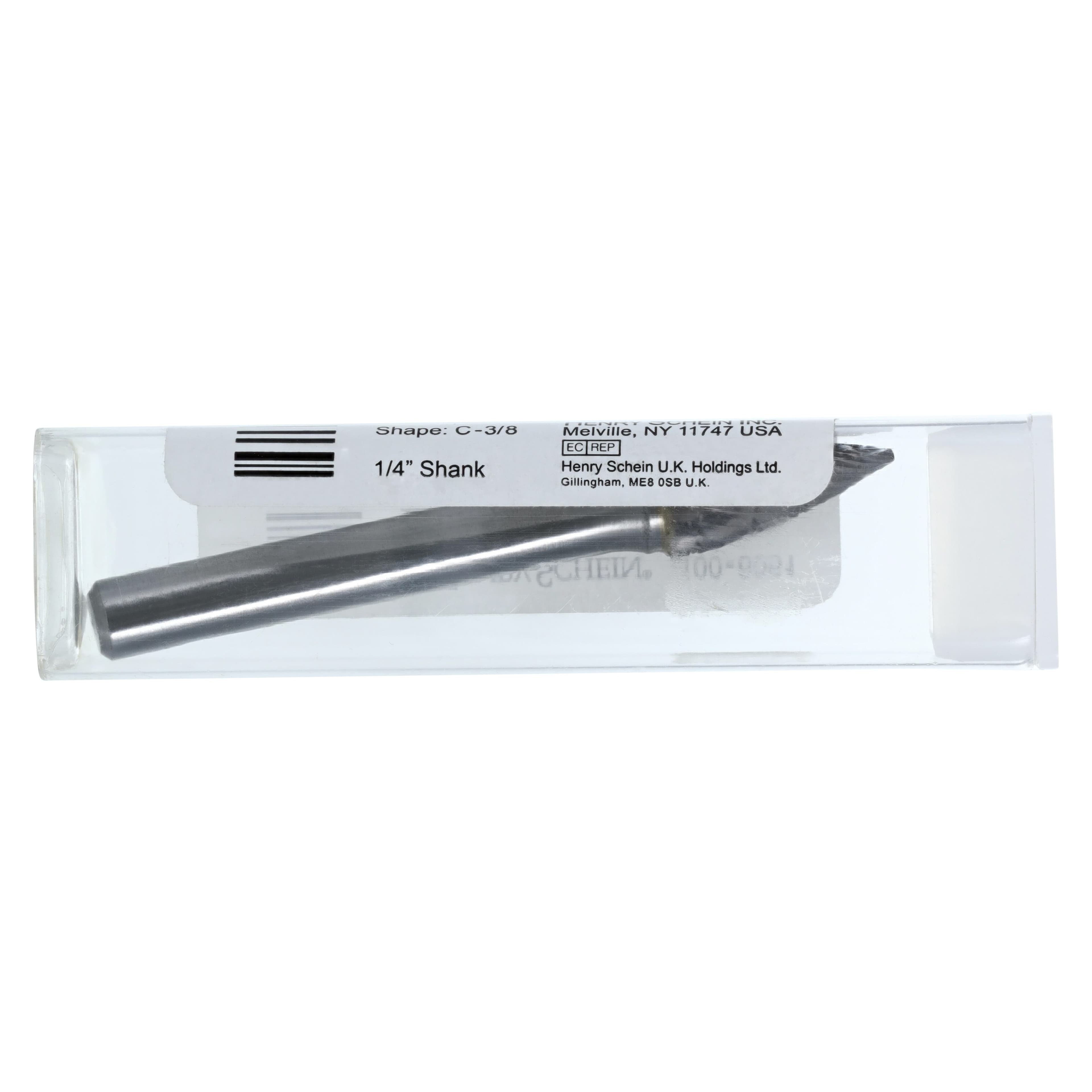Henry Schein Lab Carbide Bur, Flame, Regular Cut, 3/8" Head, 1/4" Shaft, for Lathe, Each thumbnail 7
