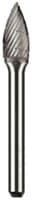 Henry Schein Lab Carbide Bur, Flame, Regular Cut, 3/8" Head, 1/4" Shaft, for Lathe, Each - Flame Regular Cut Lathe Carbide Burs, Laboratory - Image 1
