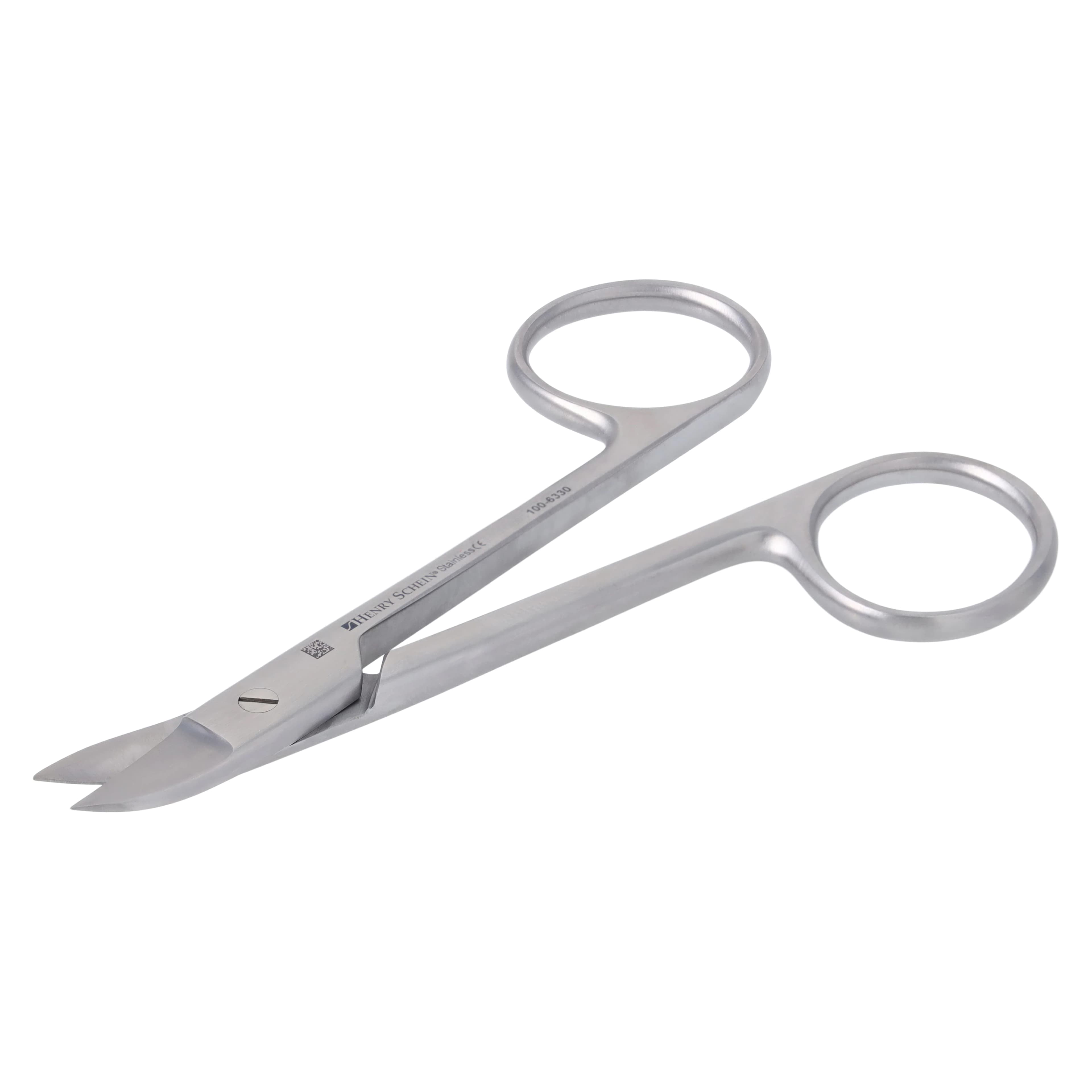 Henry Schein Crown & Collar Scissors, Curved, 4 1/2 in, Smooth Stainless Steel thumbnail 2