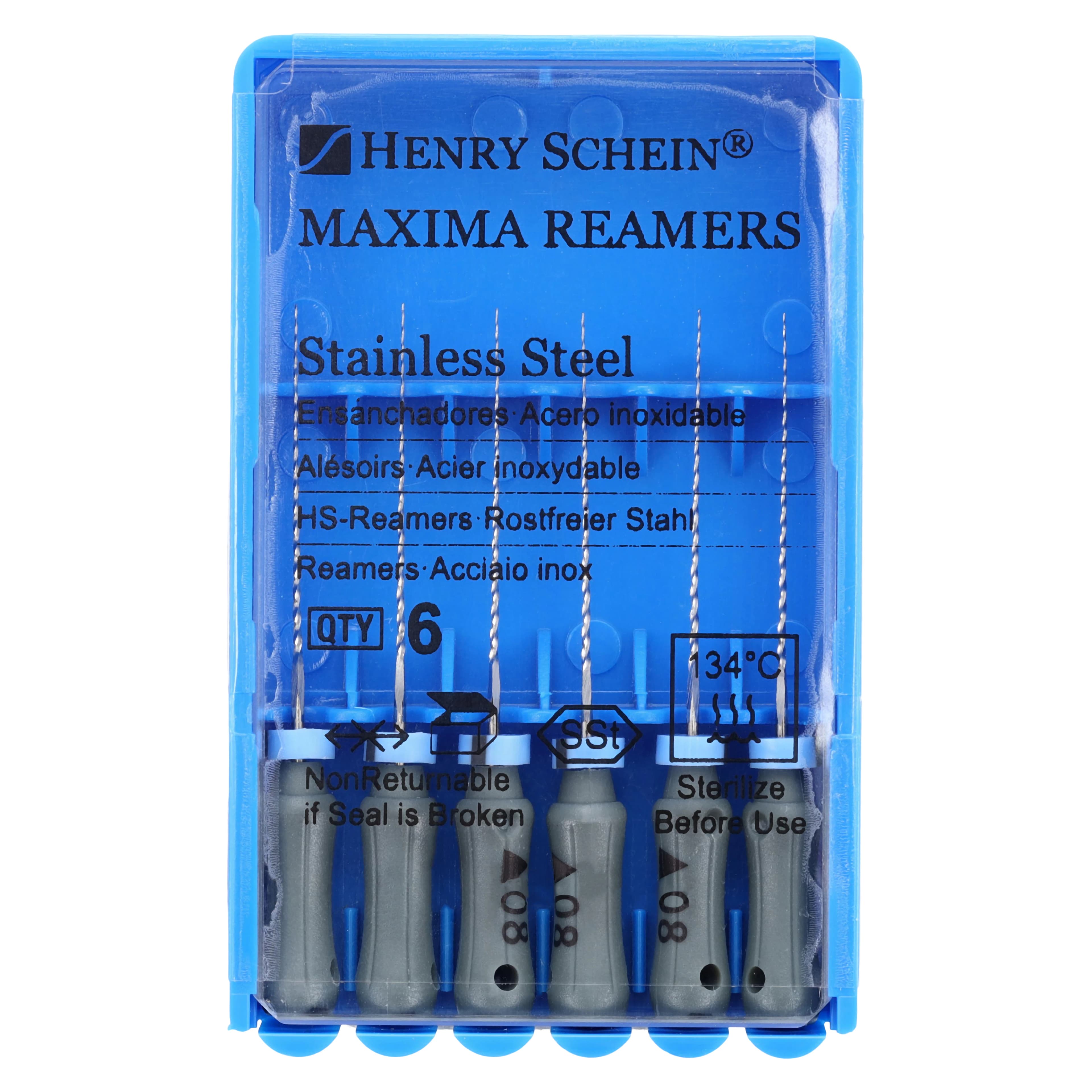 Maxima Reamer Size 8, 21mm, Stainless Steel, Color Coded Grey, 6/Box - Reamers 21mm - Image 1