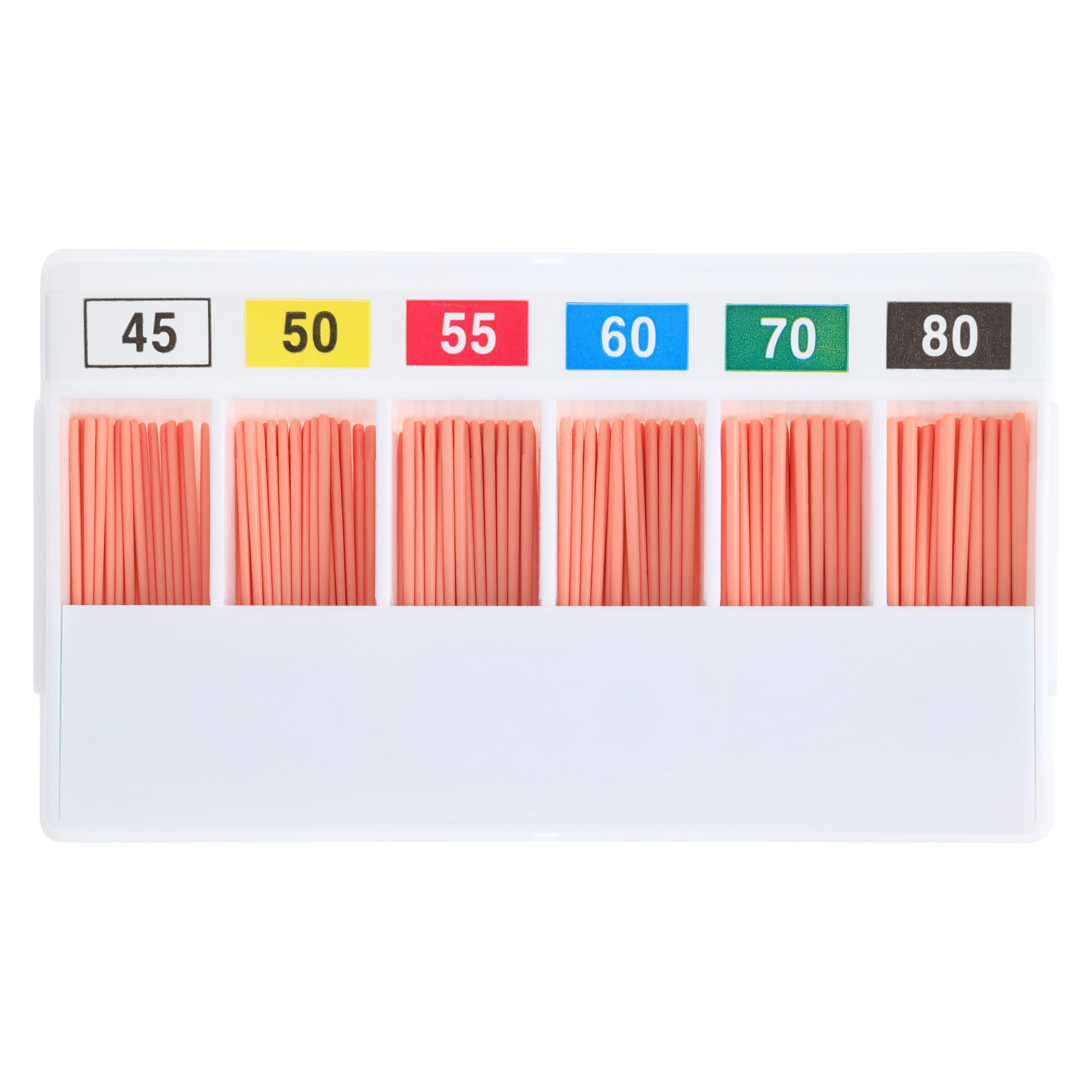 HSI Standardized Cadmium-Free Gutta Percha Points, Hand Rolled, ISO Color Coded, Size 45-80, Assorted, 150/Box thumbnail 5