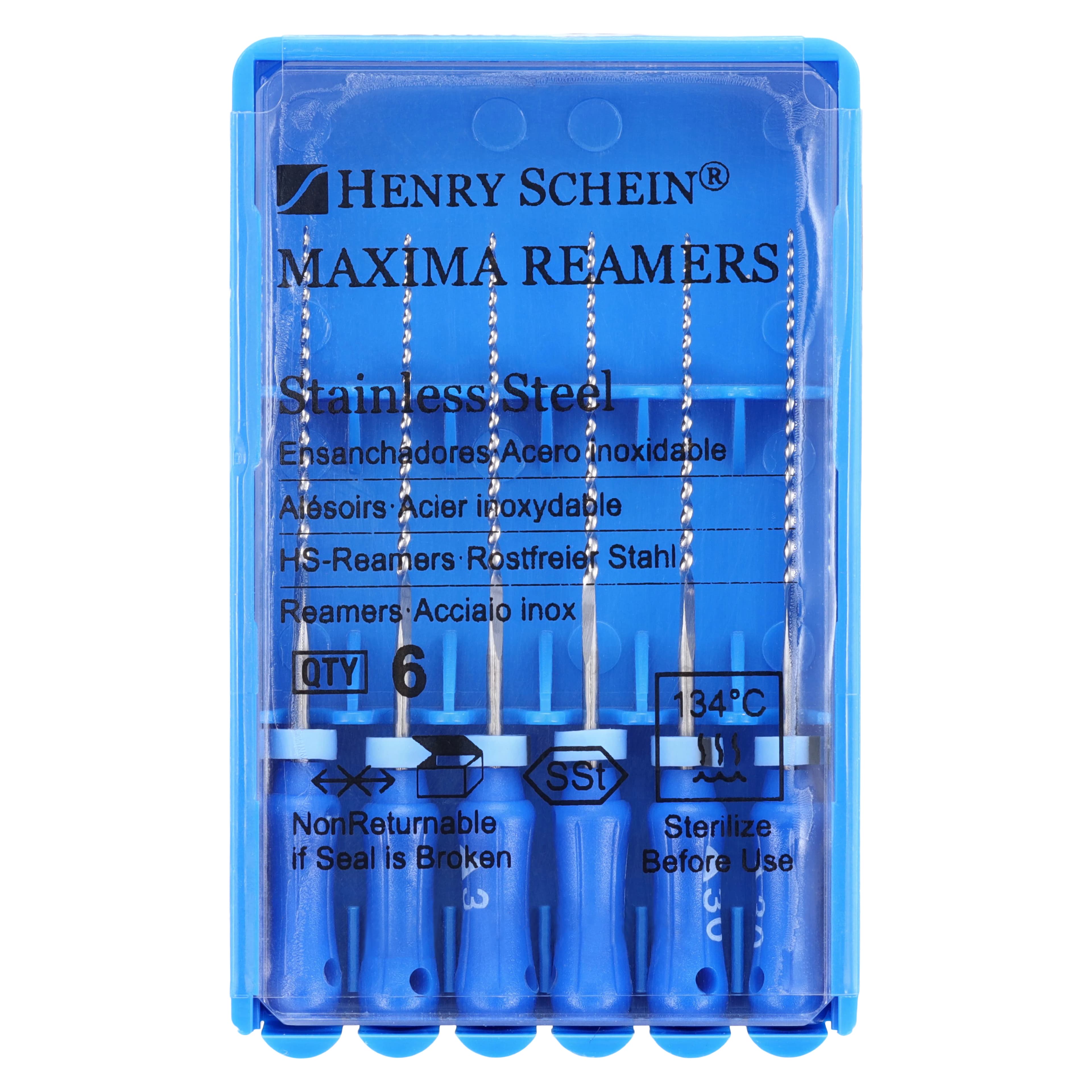 Maxima Hand Reamer, Size 30, 25mm, Stainless Steel, Color Coded Blue, 6/Box - Reamers 25mm - Image 1
