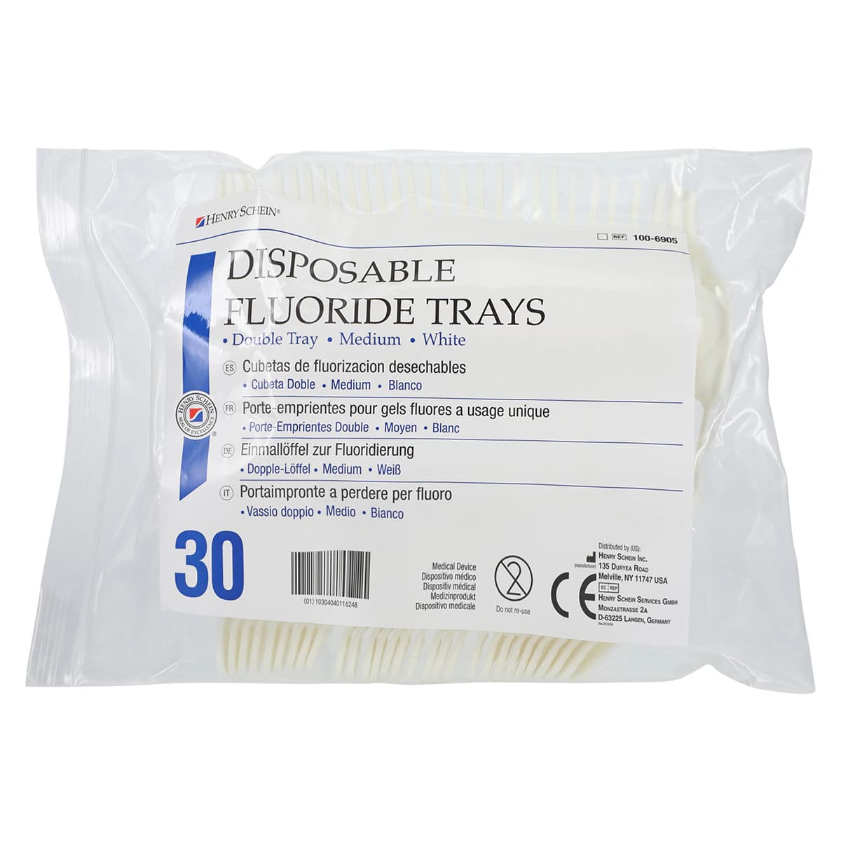 Acclean Dual Arch Foam Fluoride Trays With Hinge, Medium, White, Disposable, 30/Box thumbnail 4