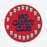 Sticker No Cavity Club, Red/Blue, 2.5 in x 2.5 in, 100/Roll - Sticker No Cavity Club - Image 1