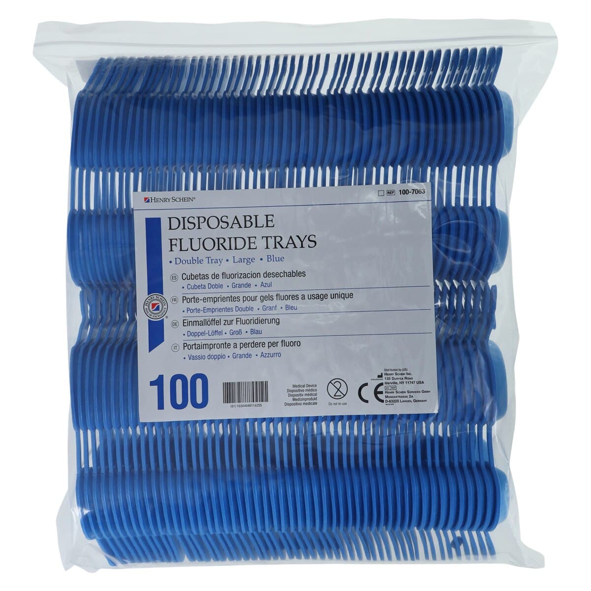 Acclean Dual Arch Foam Fluoride Trays With Hinge, Large, Blue, 100/Box thumbnail 4