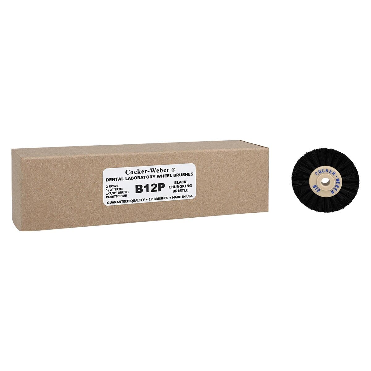 Cocker-Weber #B12P Lathe Wheel Brush, Plastic Hub, Chungking Bristle, Stiff, 48mm, Pack of 12 - Brush Lathe Wheel Plas Hub - Image 1
