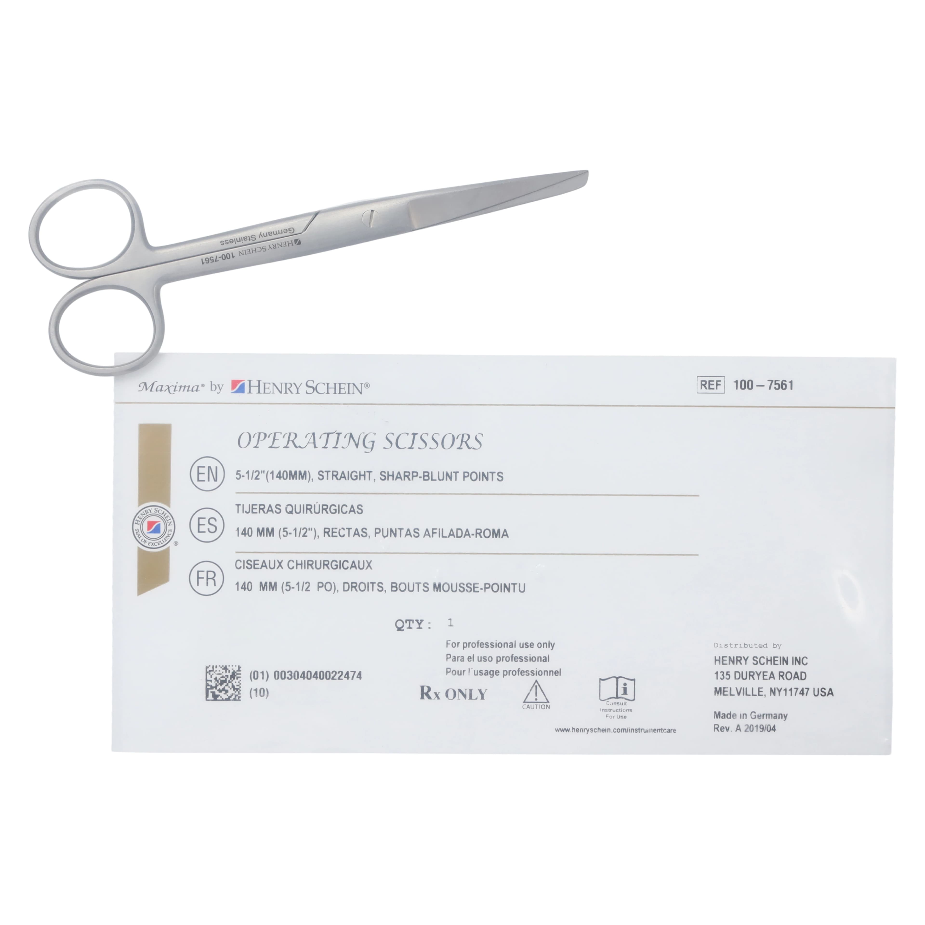 Operating Scissors, 5.5" Straight, Single Blade, German Stainless Steel thumbnail 5