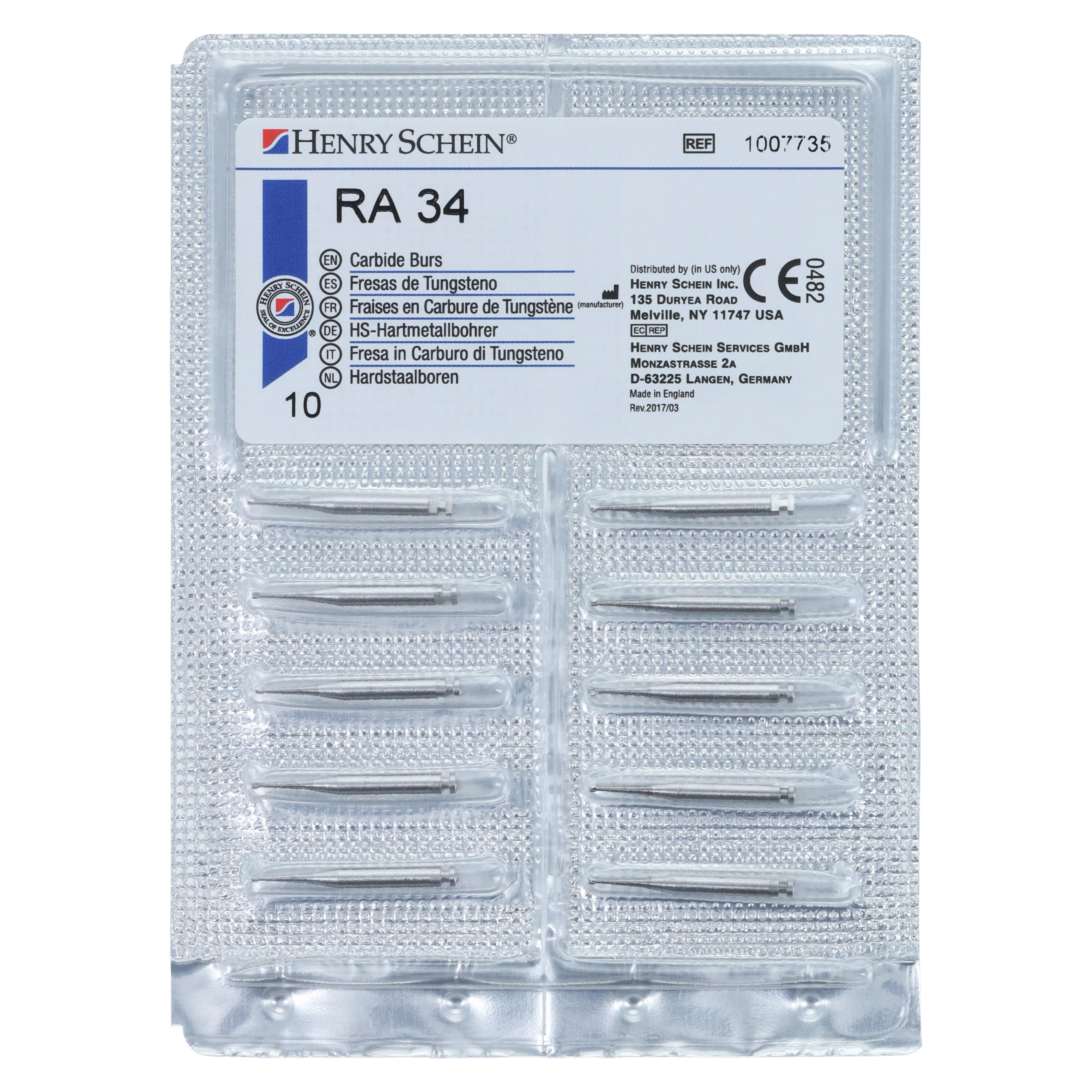Carbide Bur RA 34, Non-Sterile, Operative, Inverted Cone, Latch Angle, 10/Pk thumbnail 5