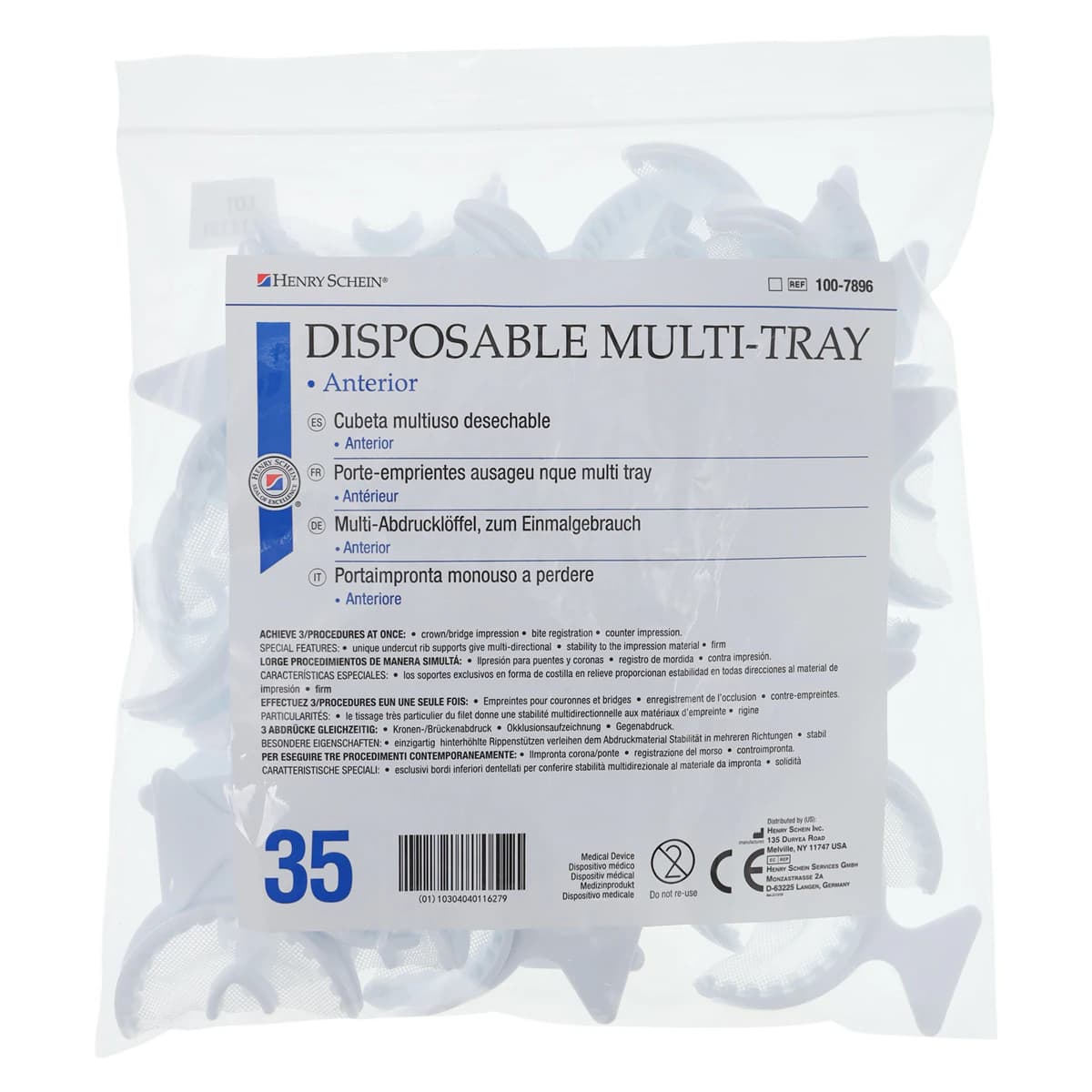 Henry Schein Multi-Tray Bite Trays, Anterior, Plastic, 35/Bag thumbnail 5