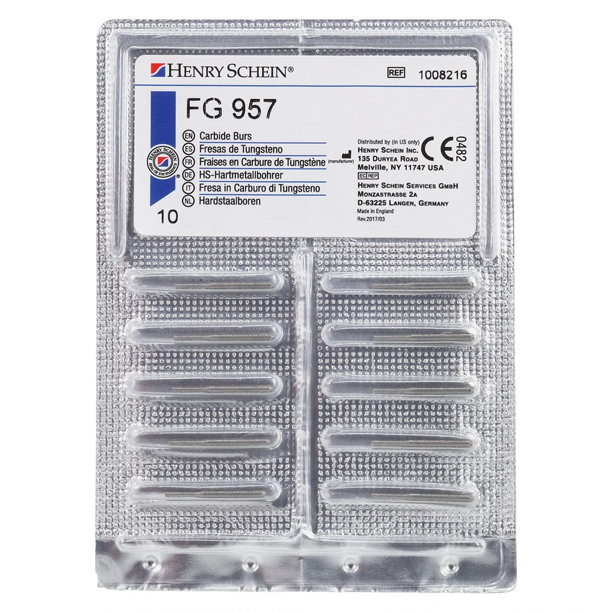 Carbide Bur FG 957, Non-Sterile, Operative End Cutting, Friction Grip, 10/Pk thumbnail 4