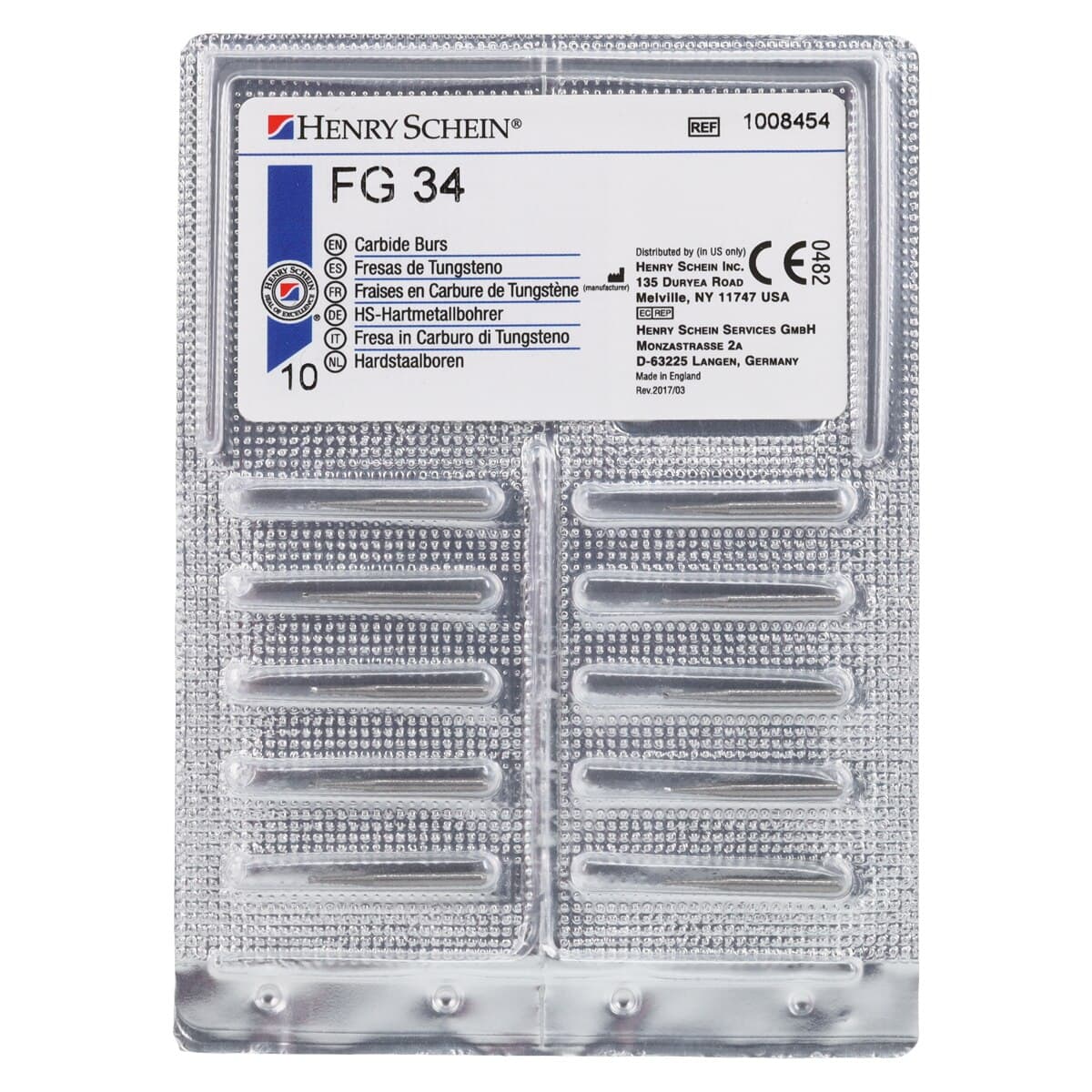 Carbide Bur FG 34, Operative Inverted Cone, Friction Grip, Non-Sterile, 10/Pk thumbnail 3