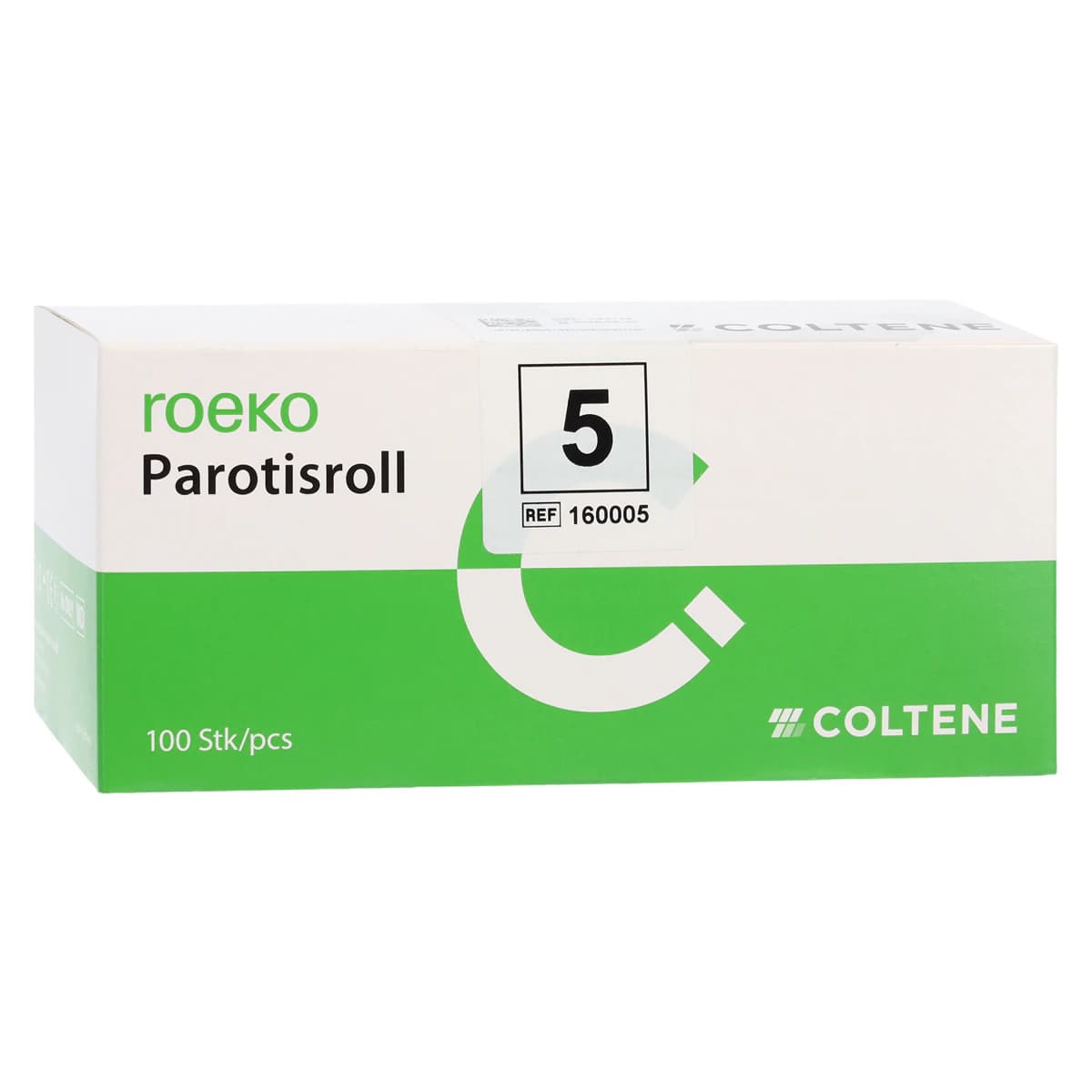 Roeko Parotisroll #5 Dental Cotton Rolls, Non-Sterile, 8 mm x 100 mm (5/16" x 4"), 100/Pk, 160005 - ROEKO Parotisroll Rolls #5 Pack of 100 - Image 1